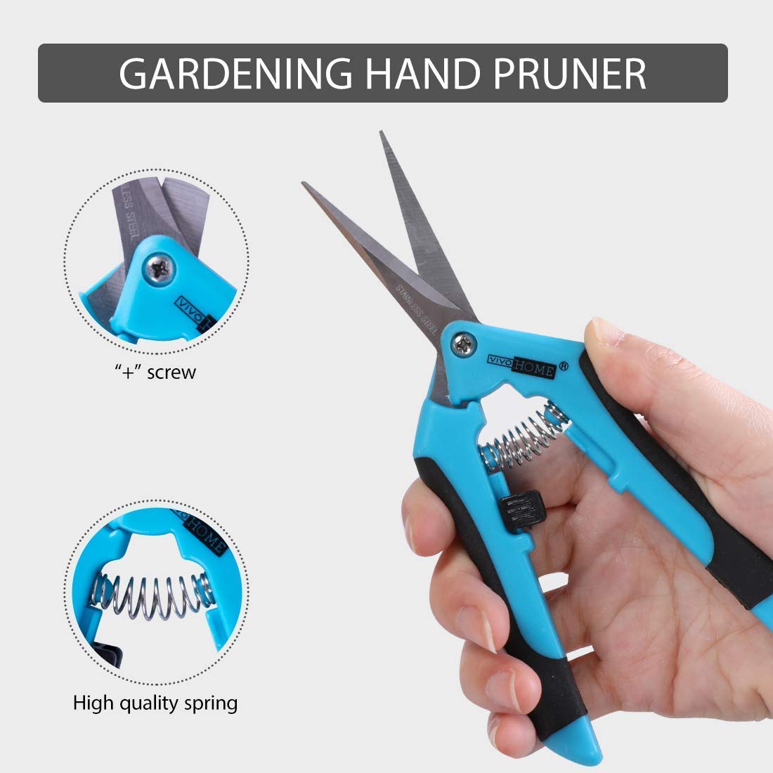 VIVOHOME Stainless Steel Hand Pruner & 2-Pack Wood Planter Raised Garden Beds with Trellis - Perfect for Gardening, Landscaping, and Outdoor Plant Care