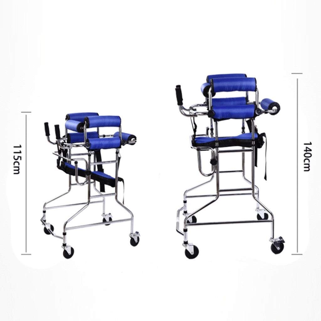 Adjustable Pediatric & Adult Standing Frame Walker - Cerebral Palsy Rehabilitation Equipment with 6-Wheel Rollover Design for Hemiplegia & Lower Limb Training - Home & Clinic Mobility Aid