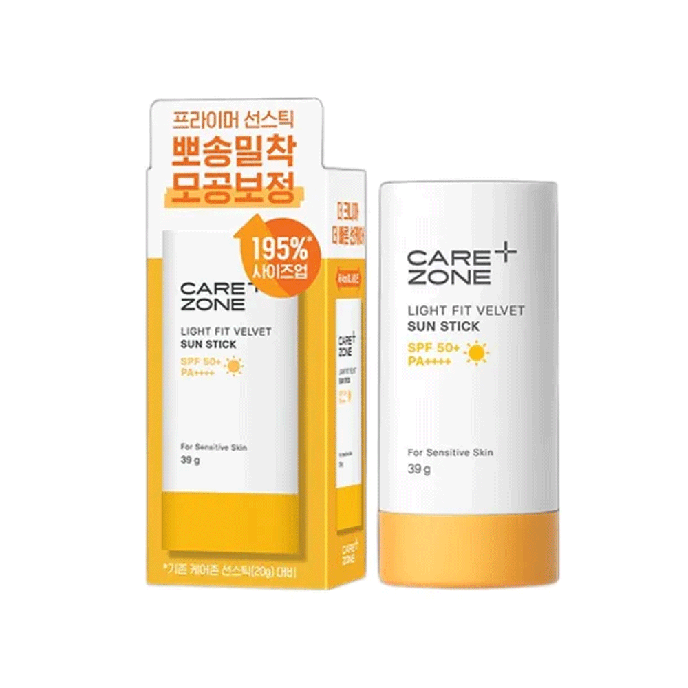 CAREZONE Light Fit Velvet Sun Stick SPF50+ PA++++ 39g - Sunscreen Stick for Face, Non-Greasy & Water-Resistant - Perfect for Outdoor Activities, Travel & Daily Sun Protection