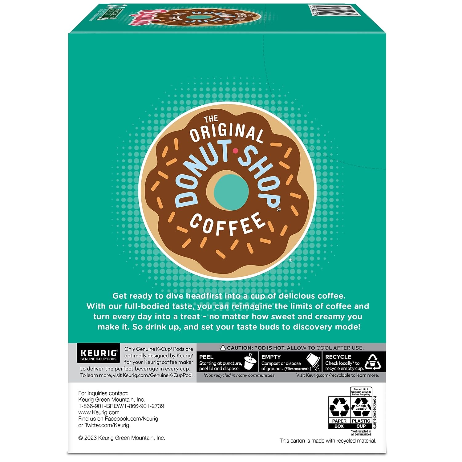 Green Mountain Coffee Roasters Donut Shop Blend K-Cups, Medium Roast, 24 Count - Perfect for Home, Office & Breakfast Brewing