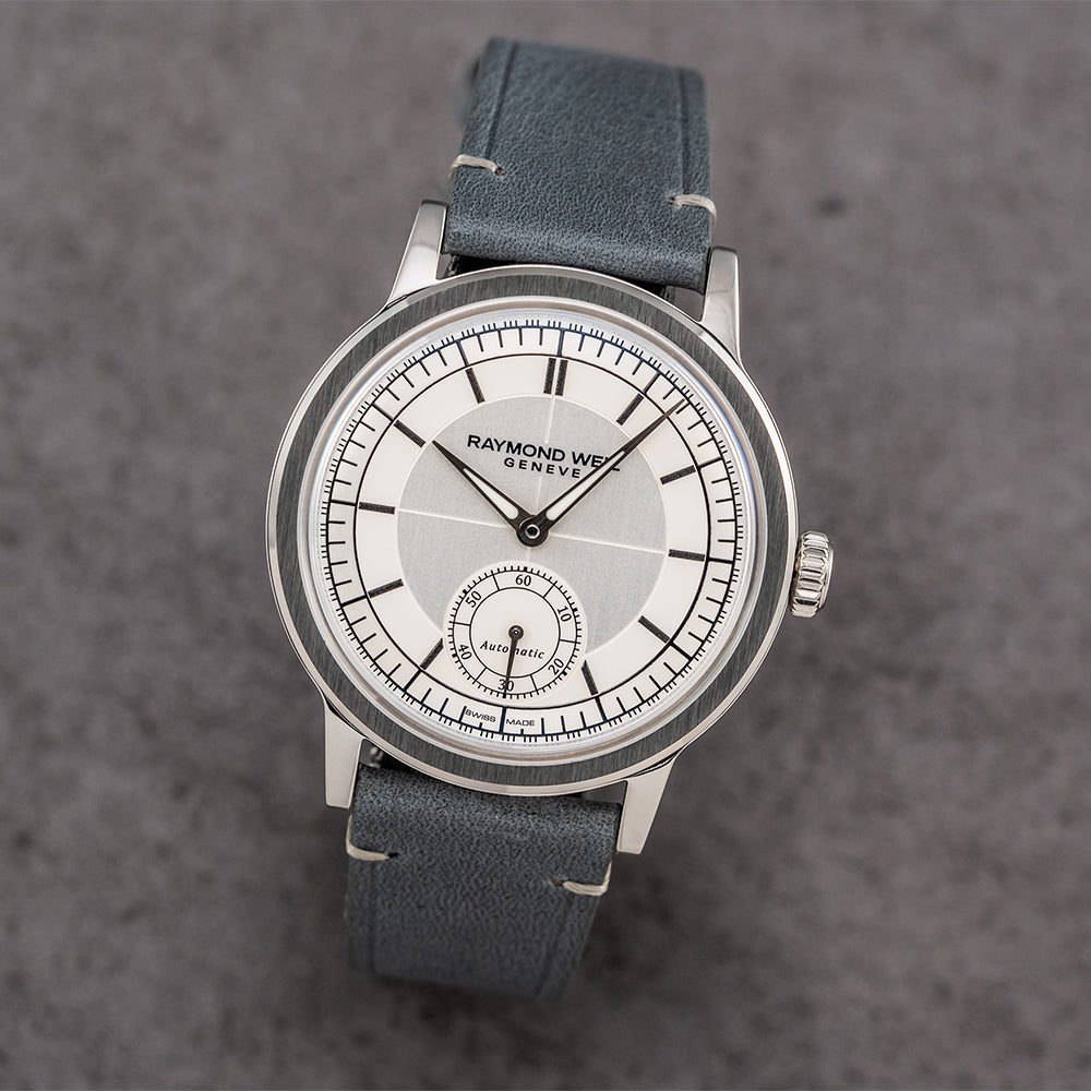 Millesime Men's Automatic Watch with Small Seconds & Sector Dial - 39.5mm Silver Case & Genuine Leather Strap - Perfect for Business, Formal & Casual Wear