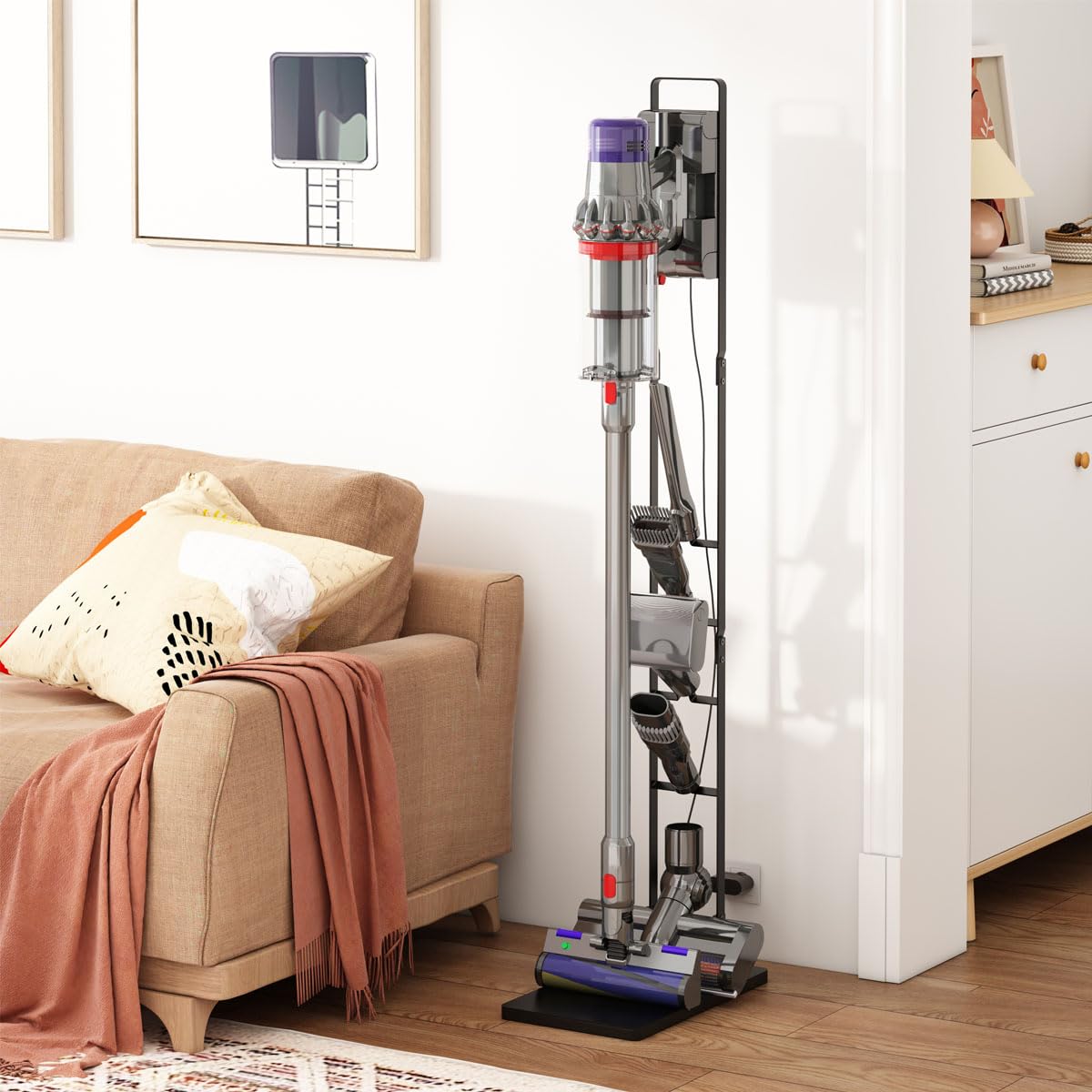 Foho Vacuum Stand Holder - Stable Storage Bracket for Dyson V15, V11, V10, V8, V7, V6 Cordless Handheld Vacuum Cleaners & Accessories - Perfect for Home, Office, and Garage Organization