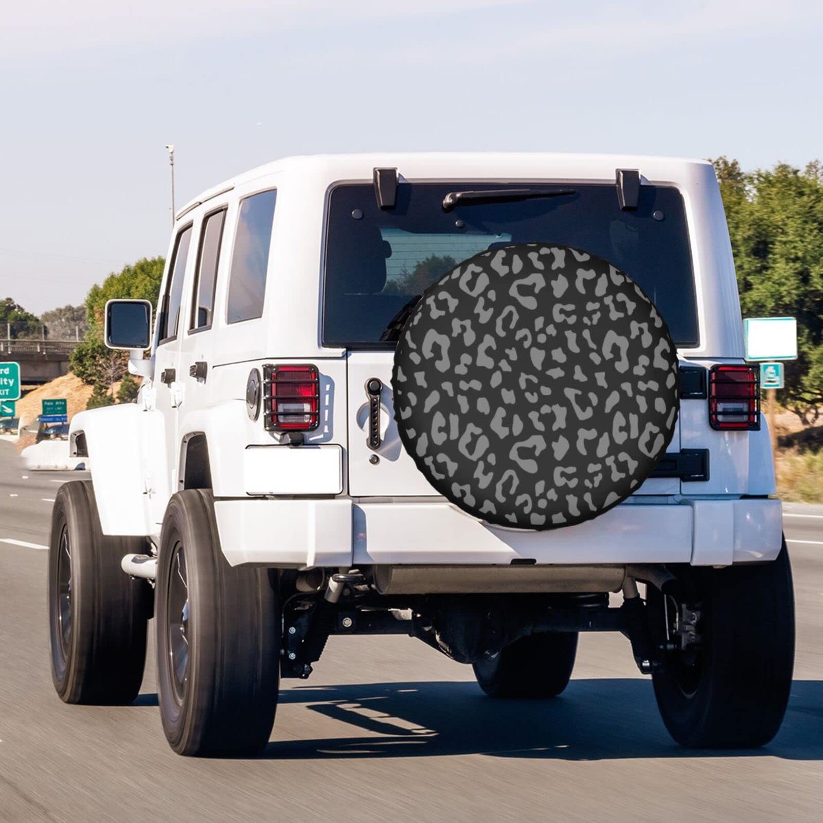 Foruidea 15 Inch Leopard Print Spare Tire Cover - Waterproof Dust-Proof Wheel Cover for Trailer, RV, SUV & Most Vehicles | Perfect for Road Trips & Outdoor Adventures