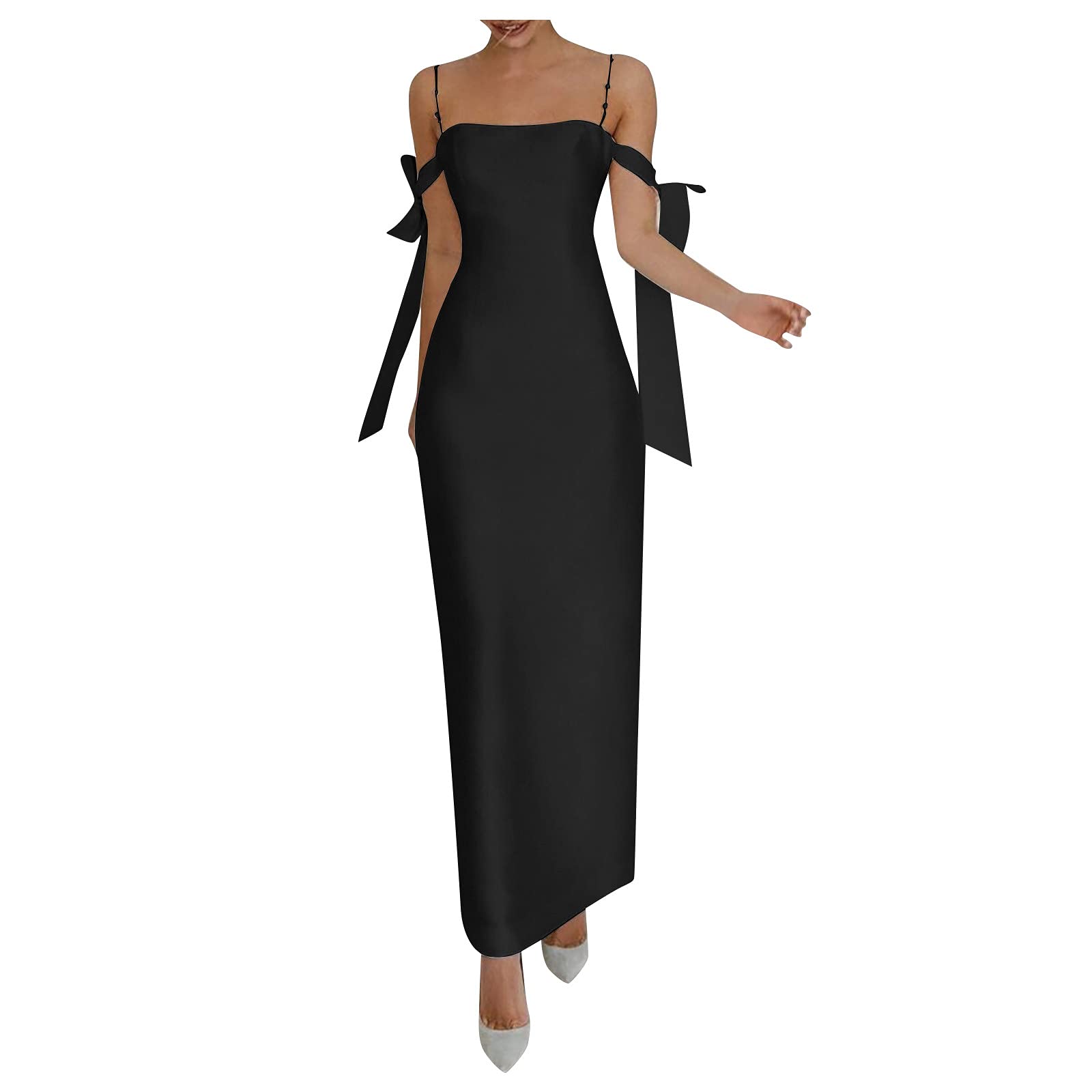 LOOKAA Women's Formal Wrap Dress - Off Shoulder Flowy Bodycon Maxi Dress for Wedding, Evening & Cocktail Parties | Elegant Slim Fit for Special Occasions