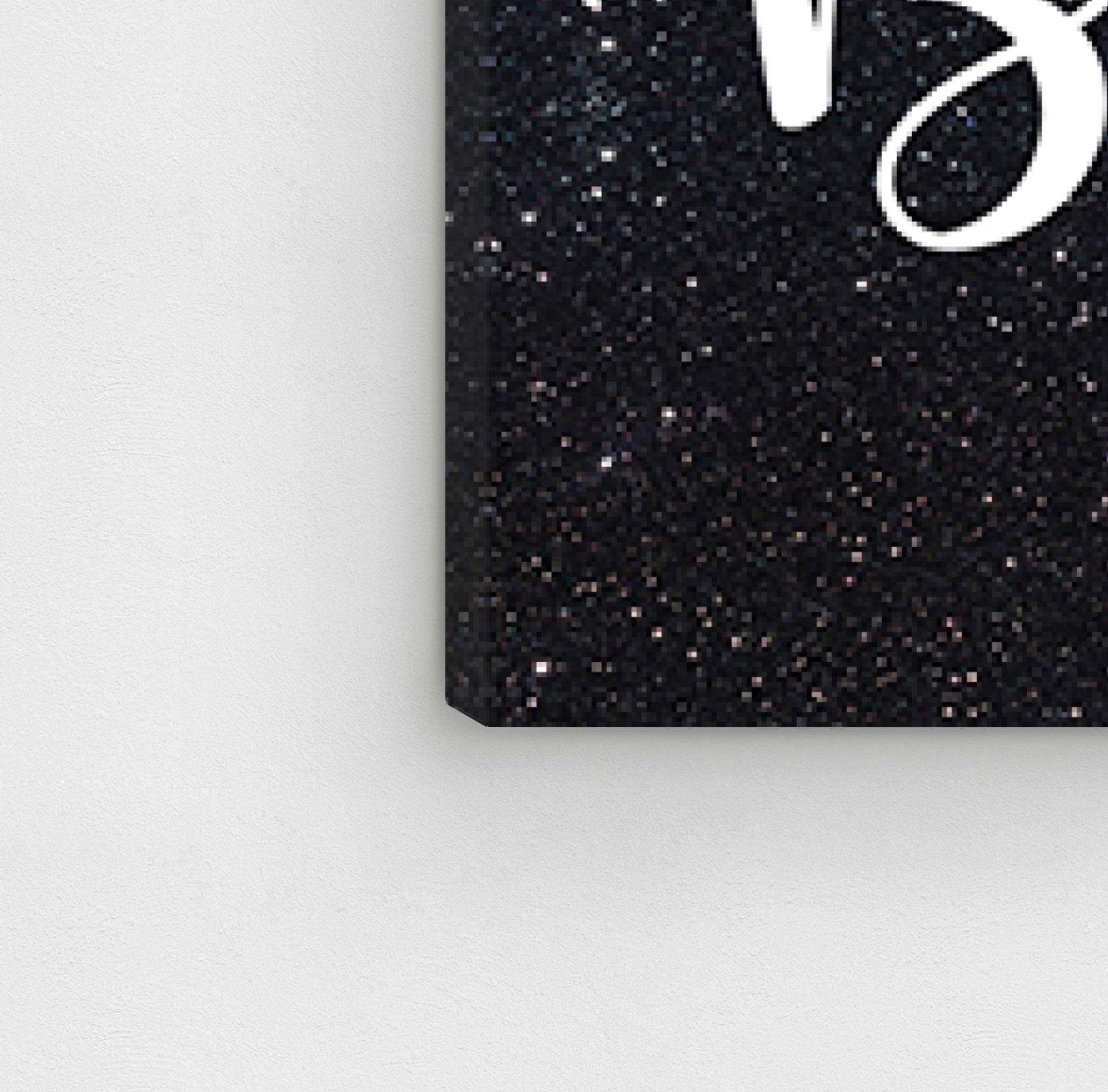 Oliver Gal Artist Co. 'Hello Beautiful Glitter' Typography Wall Art - 30x30 Inch White & Black Canvas Print for Living Room, Bedroom, Office Decor - Inspirational Quote Home Decor Gift