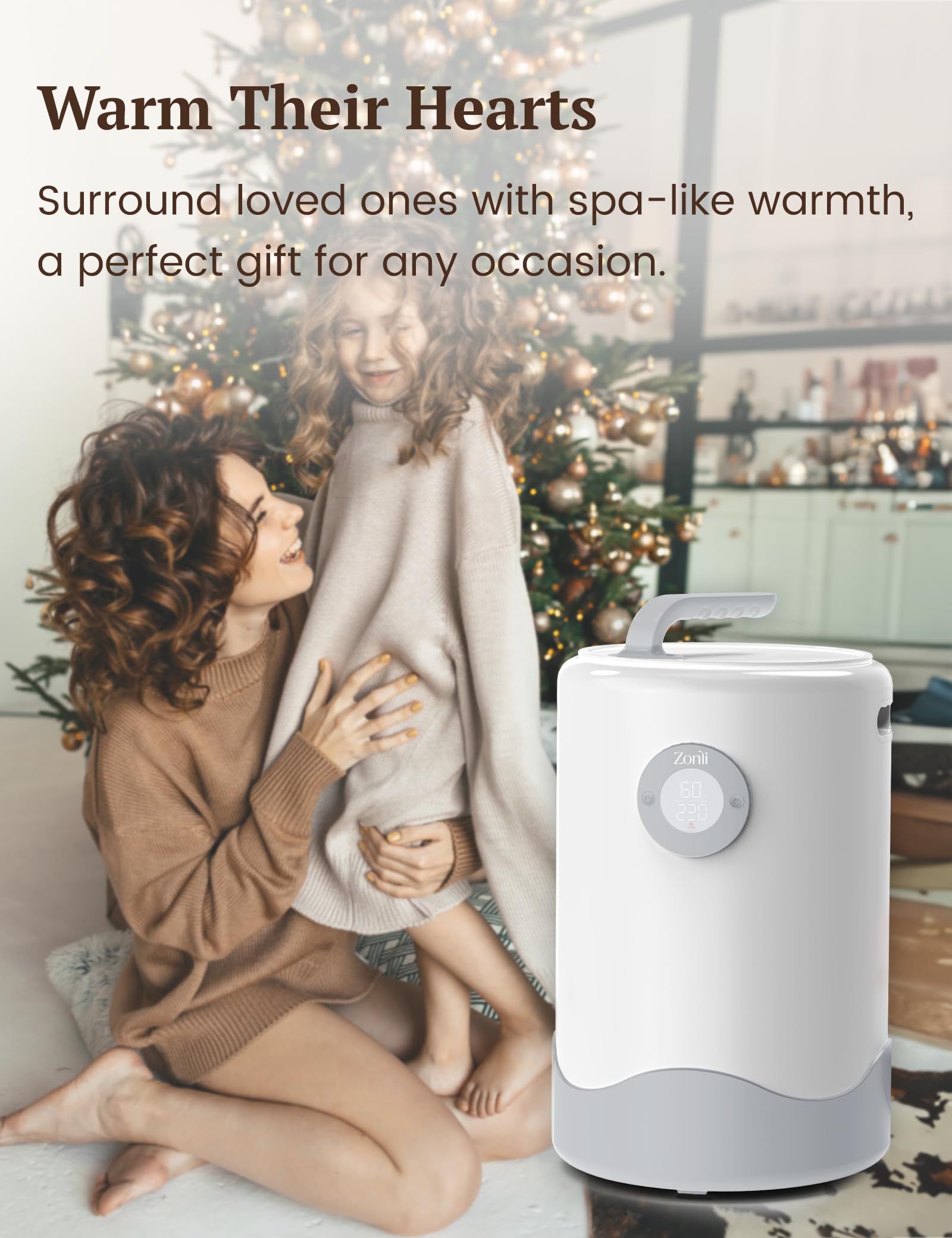 Premium ZonLi Towel Warmer - Large Luxury Heated Towel Warmer Bucket for Bathroom with Auto Shut-Off & Adjustable Timer | Holds 2 Oversized Towels, Blankets & Bathrobes | Includes Scented Discs | Perfect for Spa, Hotel & Home Relaxation