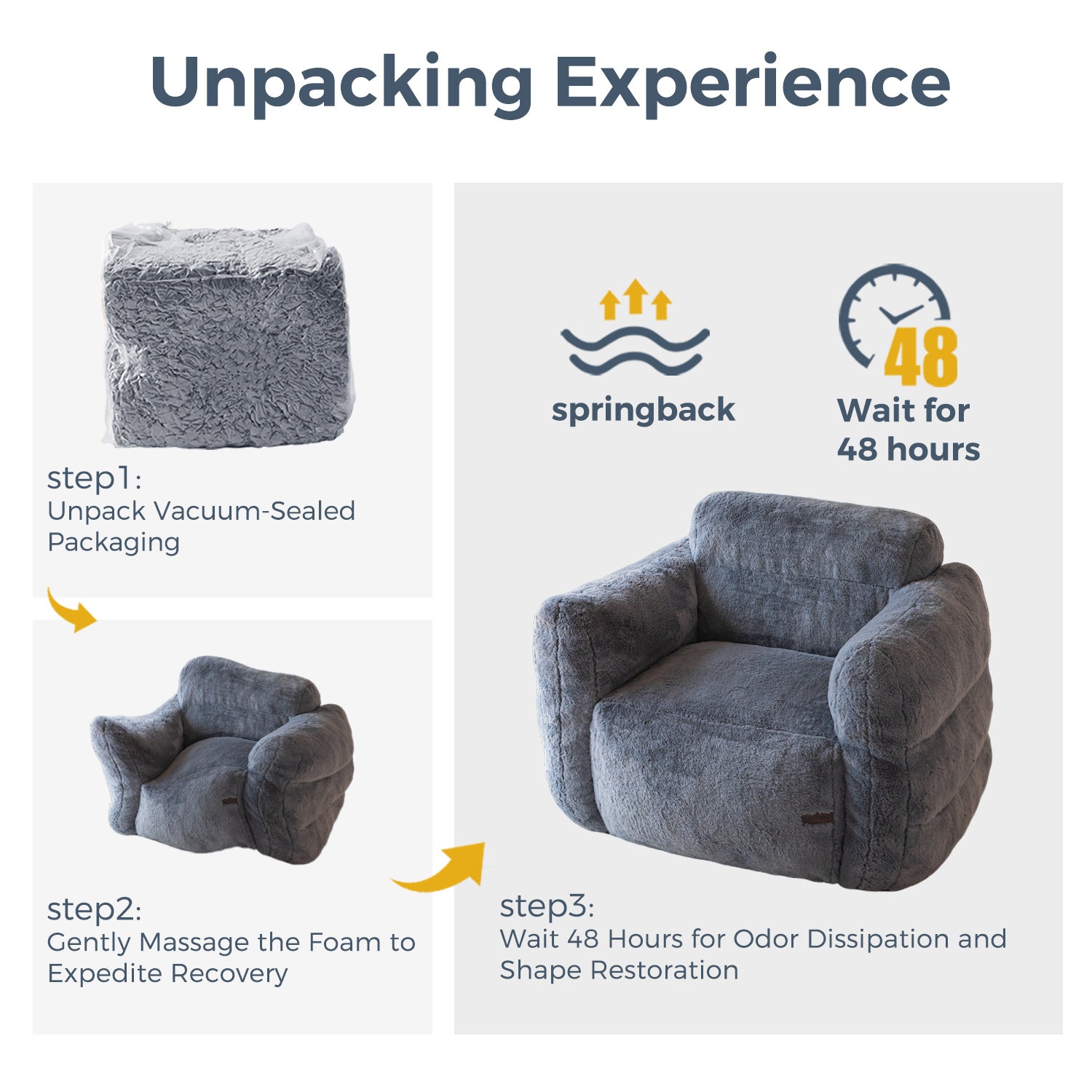 MAXYOYO Giant Bean Bag Chair - Ultra Soft Fluffy Bean Bag Couch for Living Room, Bedroom & Game Room - Dark Grey - Perfect for Relaxing, Lounging & Gaming