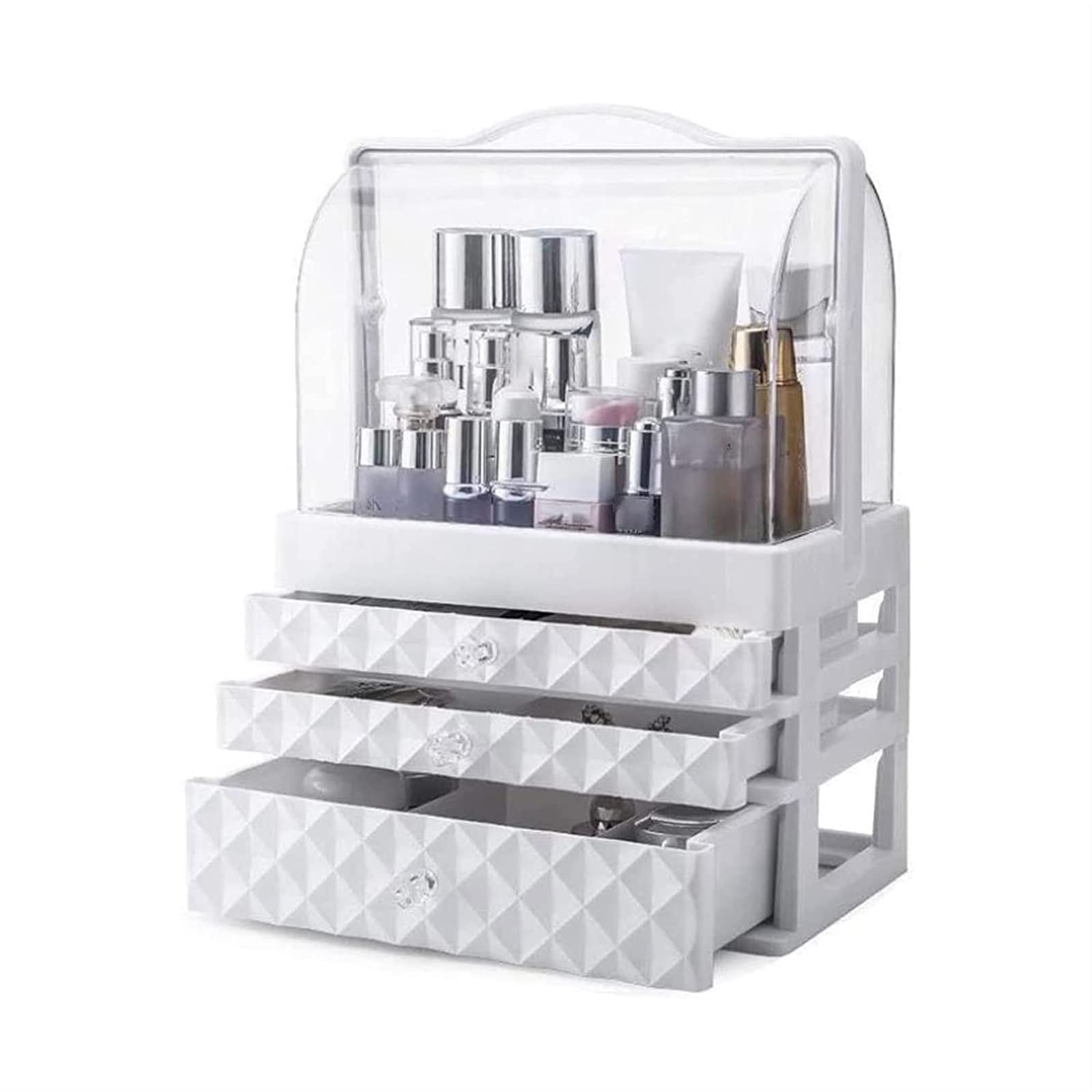 Waterproof & Dustproof Makeup Organizer Box with Lid - Fully Open Cosmetic Storage Display Case for Skincare & Beauty Products | Perfect for Bathroom, Dresser, Vanity Countertop & Bedroom Organization