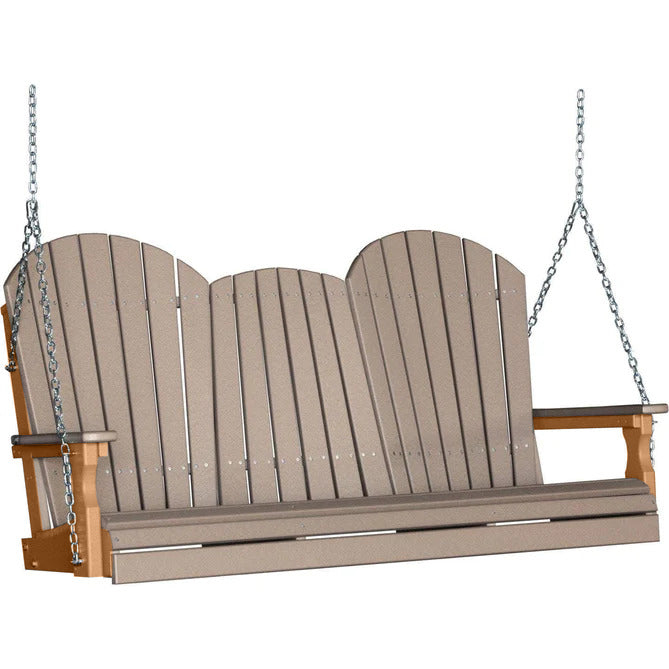 Premium 5ft Recycled Plastic Adirondack Porch Swing with Cup Holder - Weather-Resistant Outdoor Furniture for Patio, Garden & Backyard Relaxation