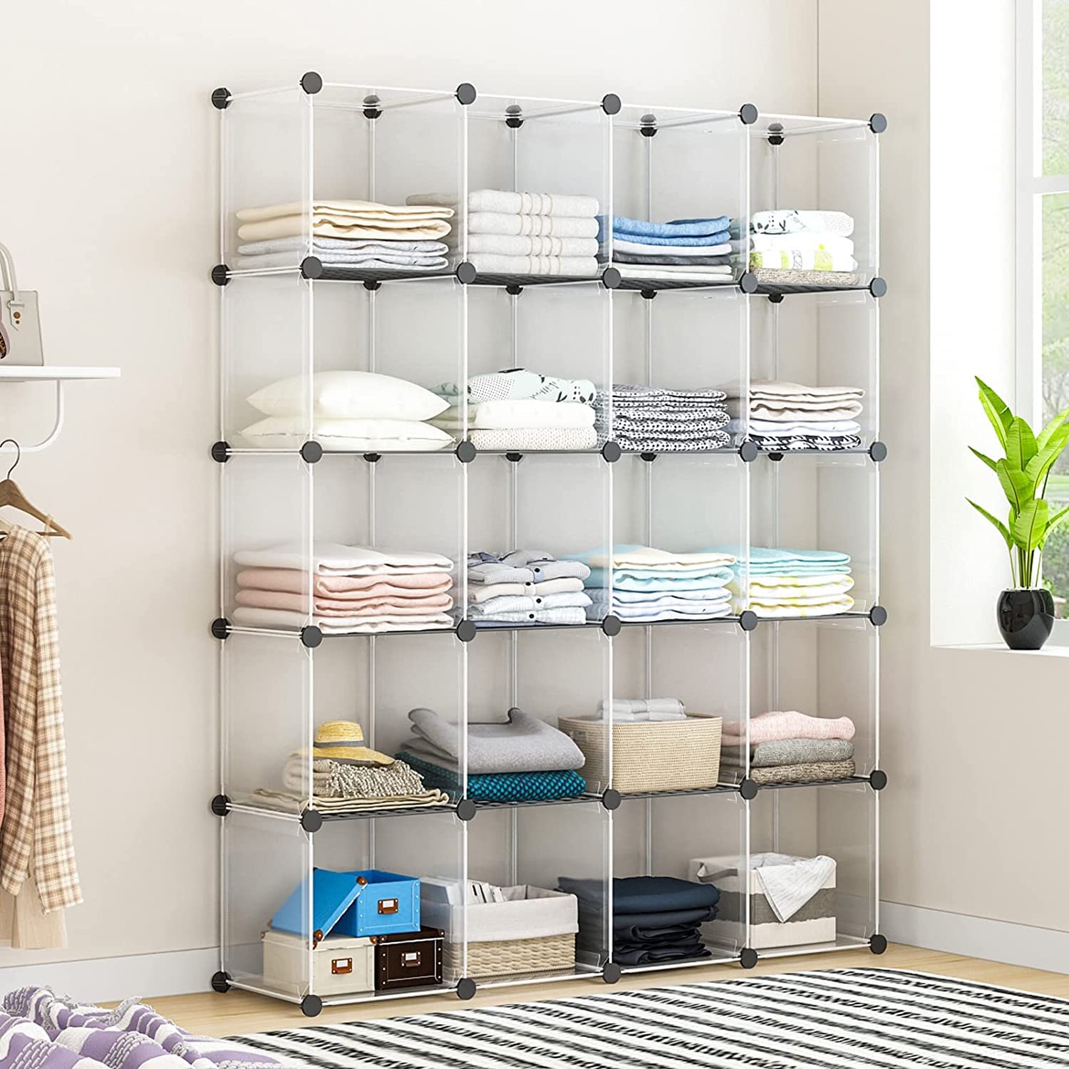 Aeitc Closet Organizer with Wire Panels - 6-Cube Storage Shelf Unit, Portable Closet Organizer for Bedroom, Bathroom & Office - White (Perfect for Small Spaces & Home Organization)