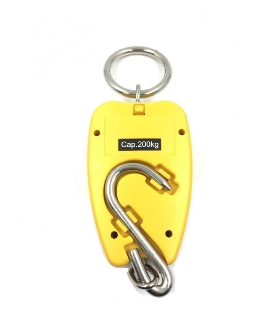 Nac Global 200kg Digital Crane Scale - Heavy Duty Electronic Hanging Weighing Scale with LCD Display - 200kg Capacity for LPG Stations, Poultry Farms, Scrapyards, Home & Industrial Use - Perfect for Weighing Luggage at Airports, Livestock, Scrap Metal & Heavy Cargo (Yellow)