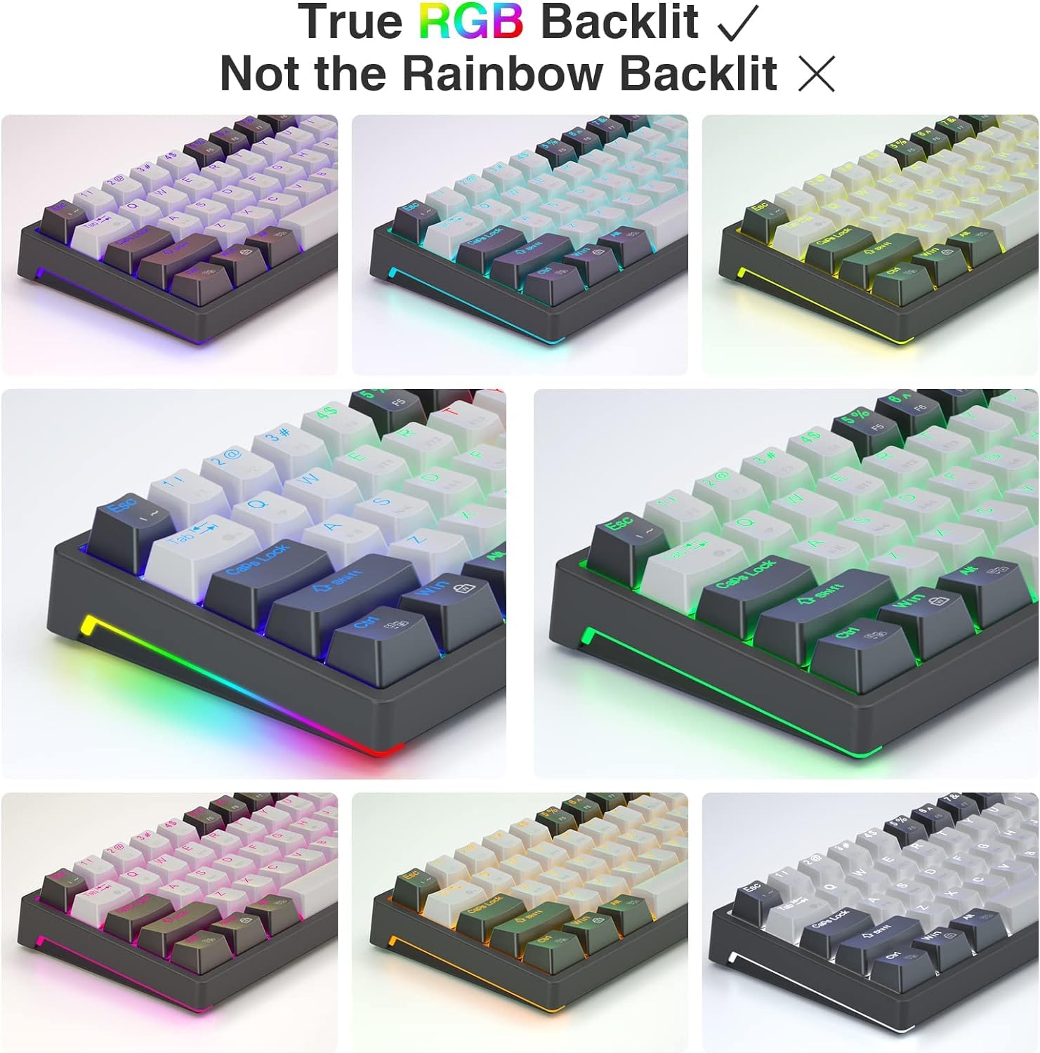 AULA F3261 60% Compact Mechanical Gaming Keyboard - RGB Backlit, Brown Switches, Wired USB for PC, Tablet, PS4, Xbox - Perfect for Esports, Office & Typing