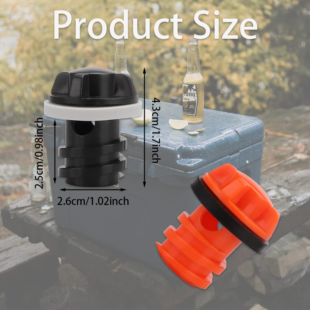 2 Pack Cooler Drain Plugs Replacement for YETI Roadie, Tundra, Tank & RTIC Coolers - Leak-Proof Accessories (Black/Orange) - Perfect for Camping, Fishing, Beach Trips & Outdoor Adventures