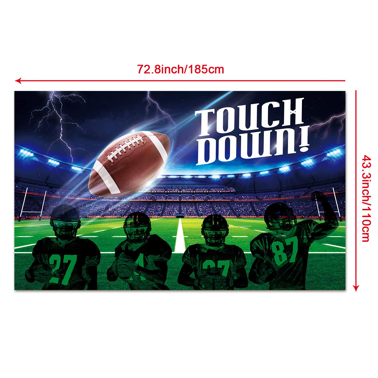 Football Party Decorations - Large Fabric Football Scene Backdrop for Touchdown Party, Photo Booth Background & Field Banner - Perfect for Football Themed Birthday, Super Bowl, Tailgate & Game Day Decor