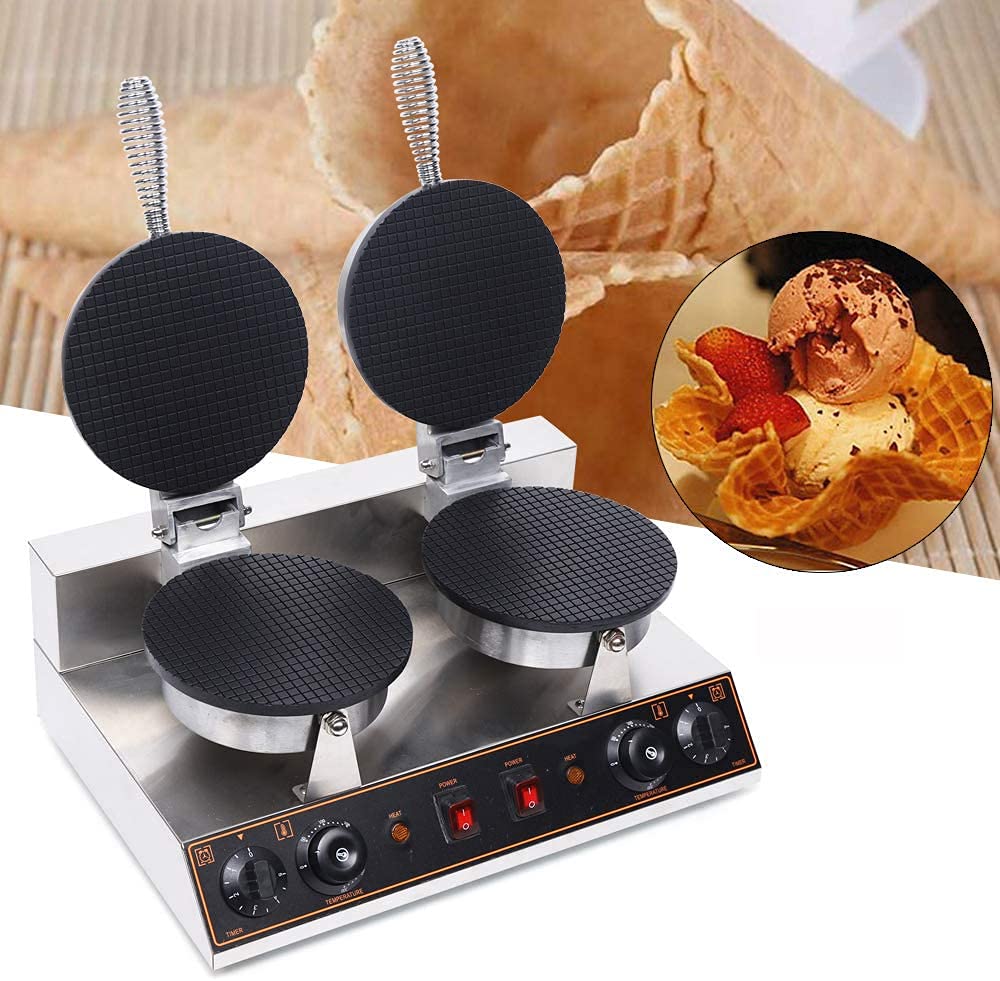 TBVECHI 110V 1200W Electric Ice Cream Cone Waffle Maker - Nonstick Surface, Commercial & Home Use - Perfect for Desserts, Parties, and Ice Cream Shops