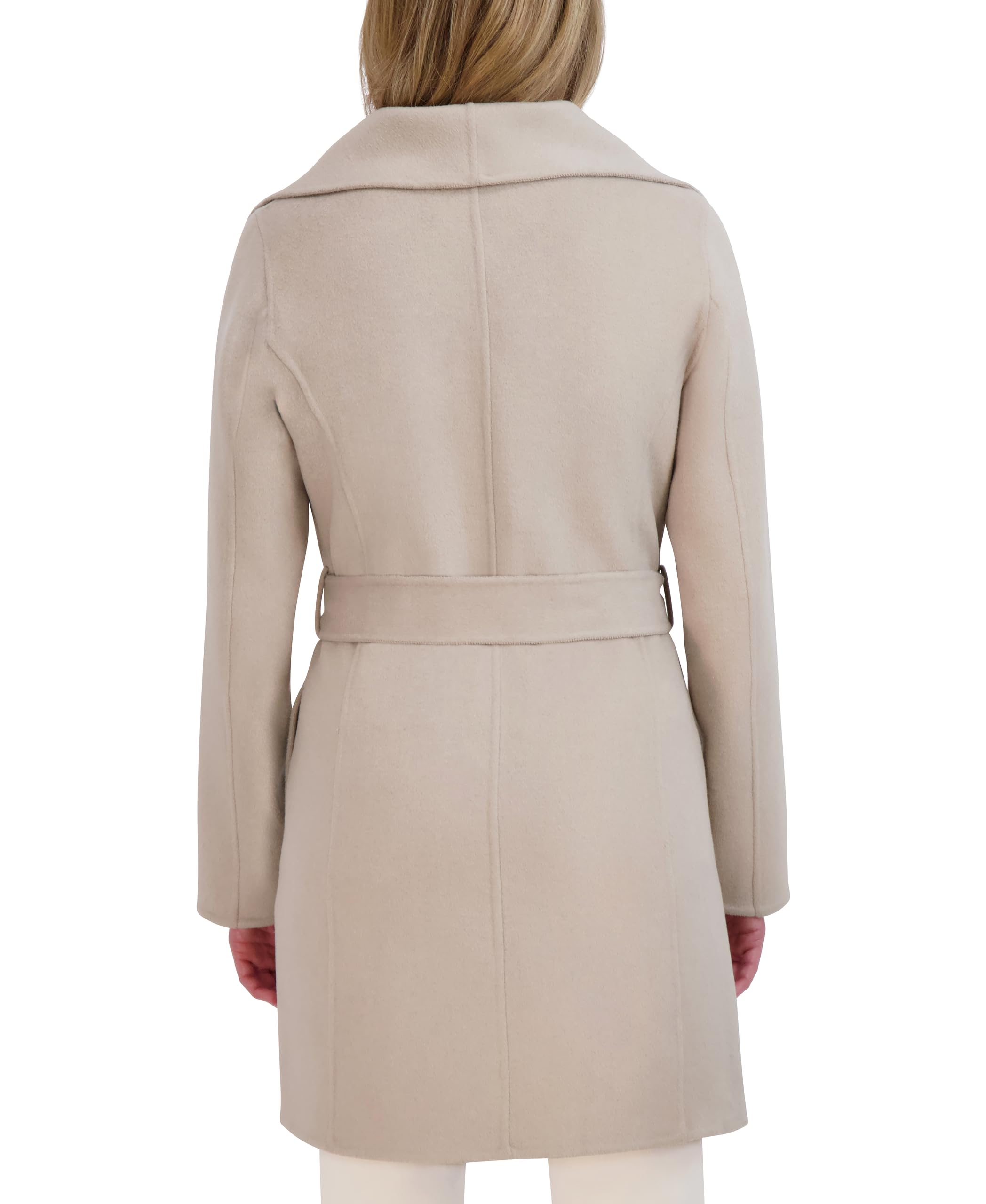Tahari Women's Ella Lightweight Double-Faced Wool Blend Wrap Coat with Tie Belt - Warm & Stylish Winter Outerwear for Work, Travel & Special Occasions