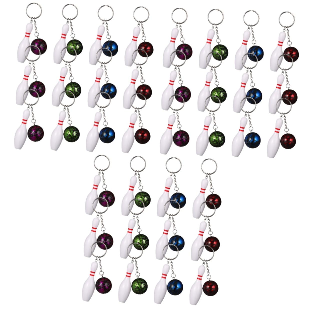 SUPVOX 36 Pcs Bowling Keychain Set - Mini Bowling Pendants, Adorable Key Rings, Perfect for Bowling Enthusiasts, Party Favors, and Unique Gifts