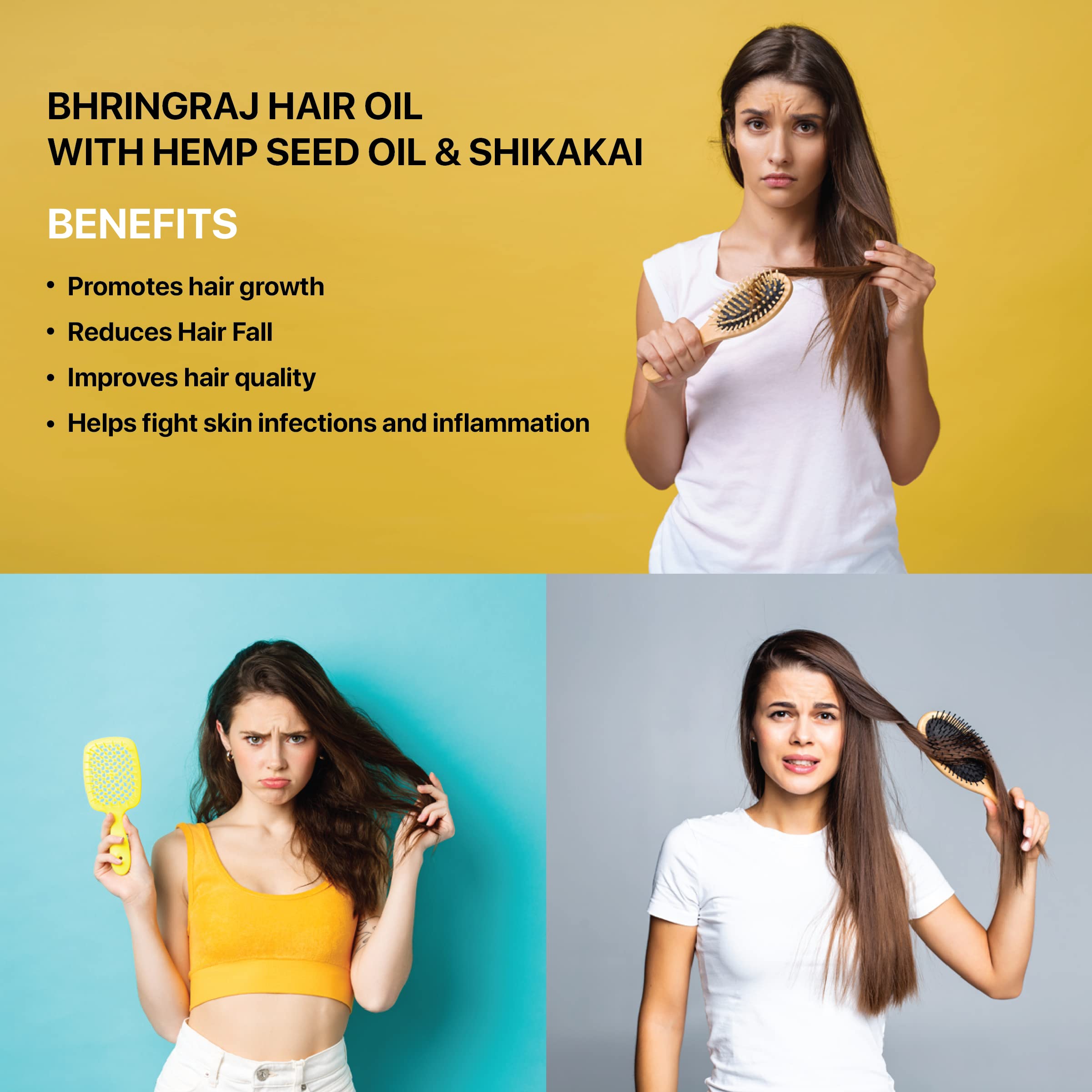 **Imroz Bhringraj Hair Oil with Hemp & Amla - Natural Herbal Treatment for Hair Fall & Dandruff - Nourishes & Strengthens Hair - Includes Comb Applicator (100ml) - Perfect for Daily Scalp Massage & Hair Care Routine**