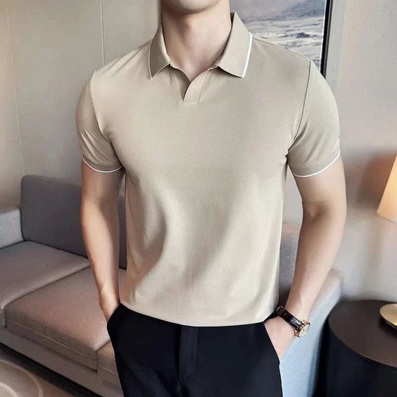 British Slim Fit Summer Polo Shirt for Men - Breathable Cotton Casual Short Sleeve Tee - Perfect for Golf, Office & Outdoor Activities