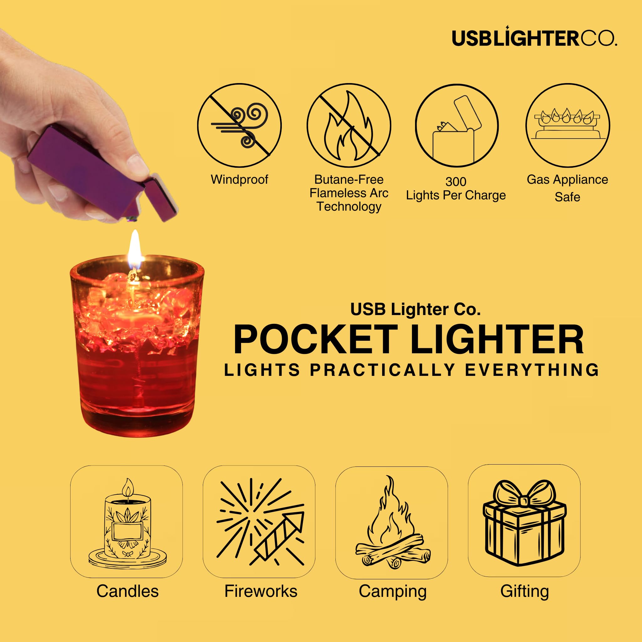 USB Rechargeable Windproof Dual Arc Lighter - Flameless Electric Lighter for Candles, Camping, BBQ, Grilling & Outdoor Use | Portable Pocket Lighter (Silver) - Perfect Gift for Smokers, Travelers & Survival Kits