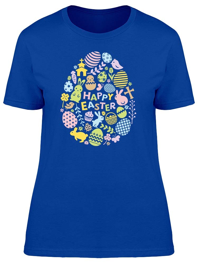 Pastel Easter Egg Graphic T-Shirt for Women - Cute Happy Easter Tee - Perfect for Easter Celebrations, Spring Outfits & Casual Wear