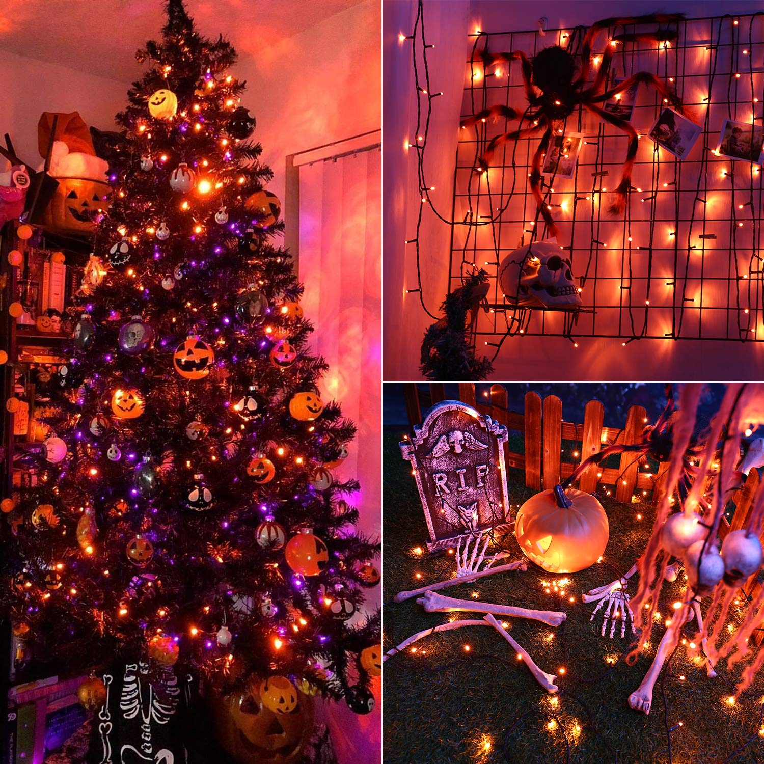 BrizLabs 240 LED Halloween Lights - 78.74ft Orange & Purple String Lights for Party Decor