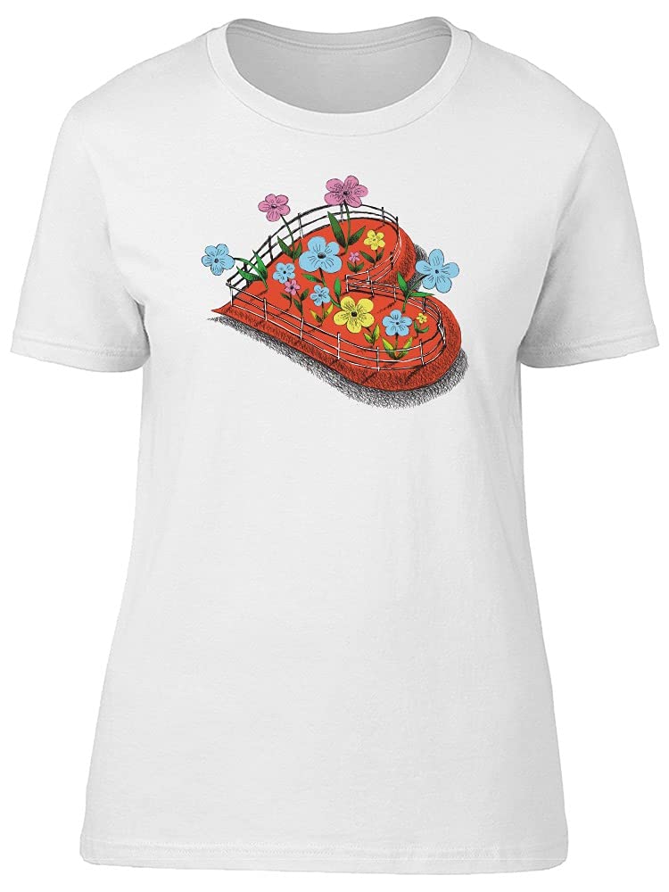 Red Heart Garden Of Flowers T-Shirt for Women - Floral Print Casual Tee for Everyday Wear, Outings & Date Nights
