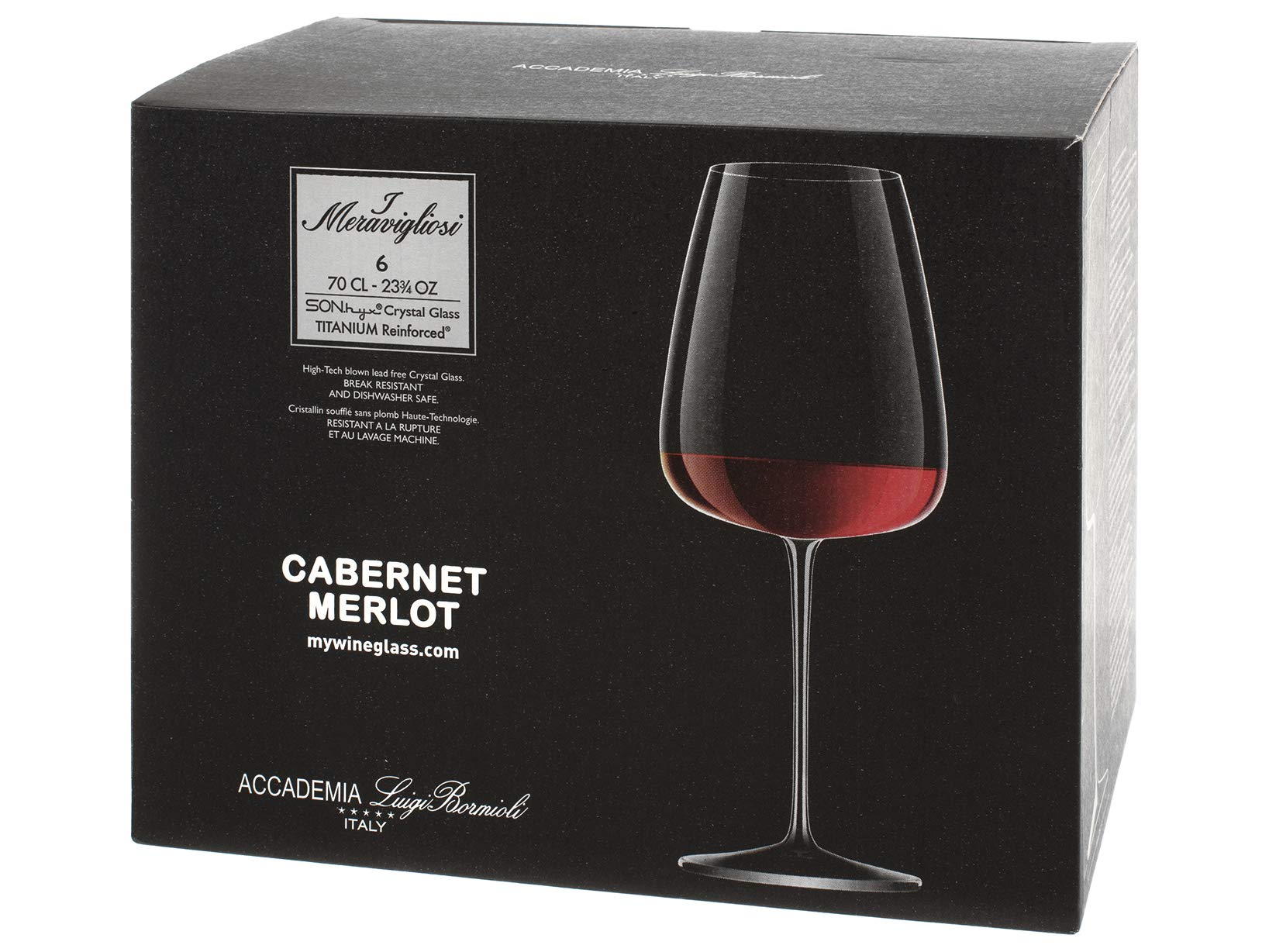 BORMIOLI LUIGI Set of 6 Elegant Clear Drinking Glasses - 70cl Capacity - Perfect for Wine, Cocktails, and Home Entertaining