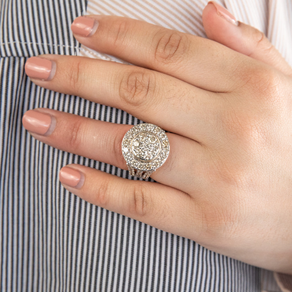 9ct Yellow Gold 4 Carat Round Diamond Cluster Ring for Women - Elegant Wedding, Engagement & Anniversary Jewelry Gift