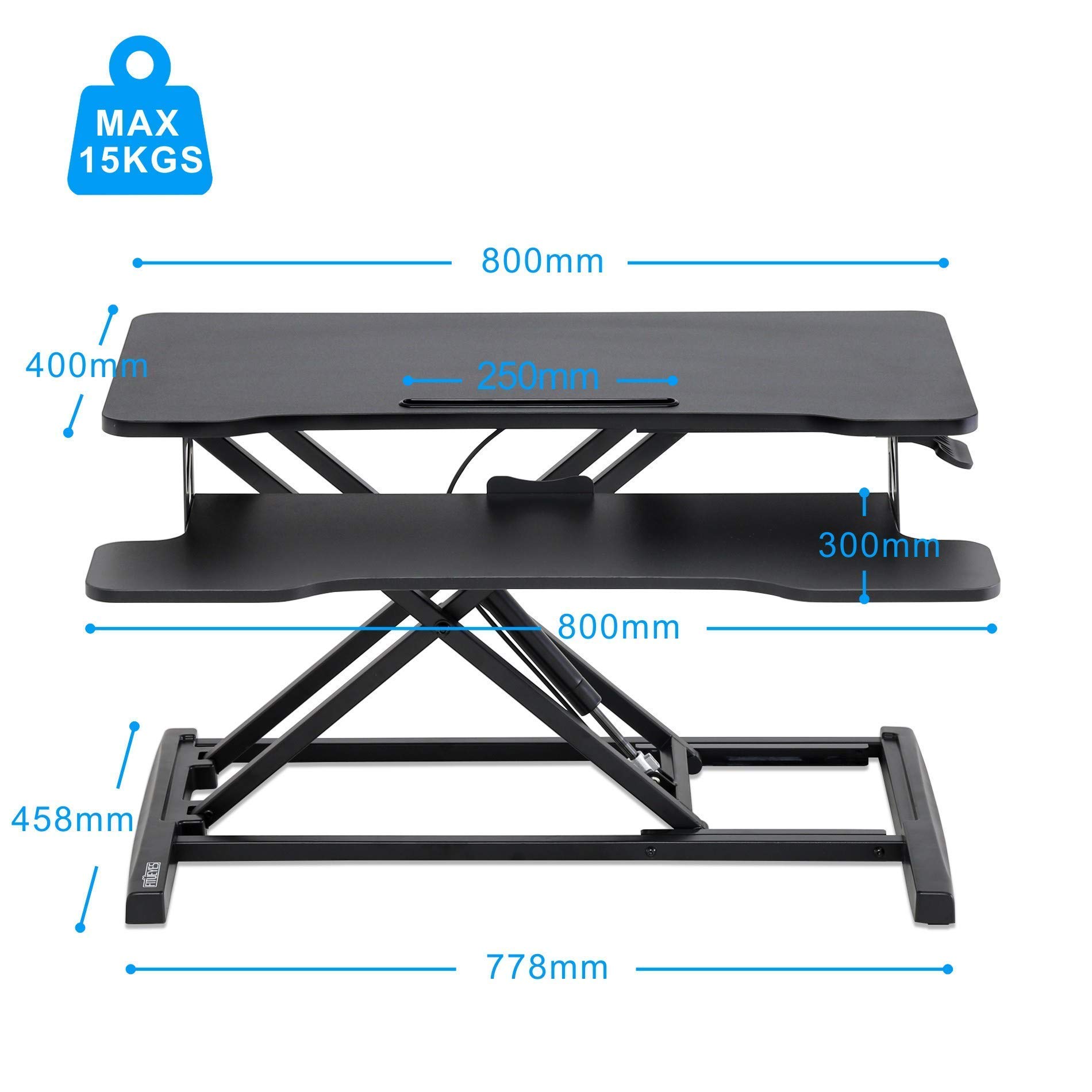 FITUEYES Adjustable Standing Desk Converter - Ergonomic Sit Stand Monitor Riser for Desktop & Laptop (Up to 35 lbs) - Perfect for Home Office, Gaming & Workstation Setup