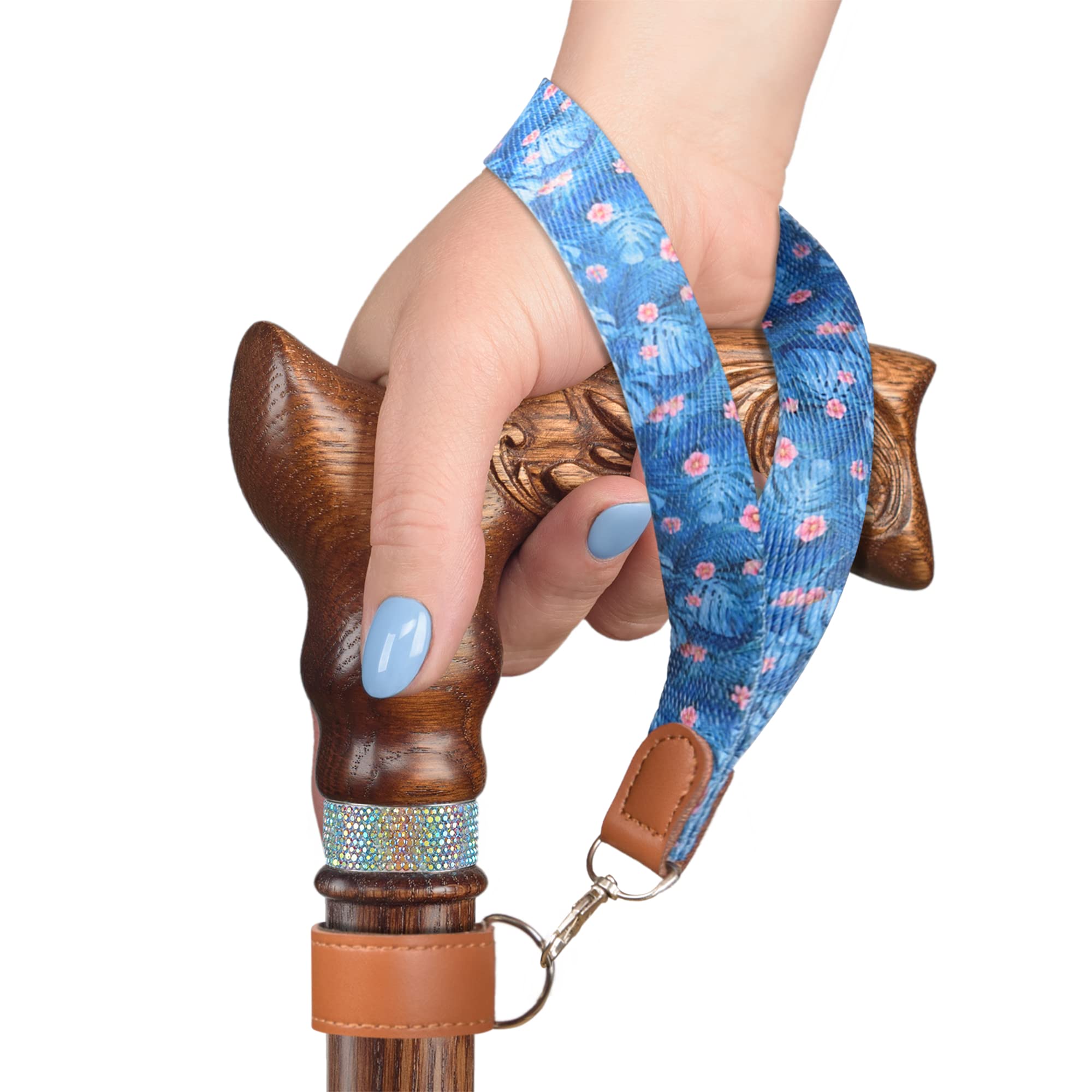 Elegant Floral Cane Strap for Women - Stylish Walking Stick Wrist Strap Accessory - Perfect for Daily Use, Outdoor Walks & Fashionable Mobility Support