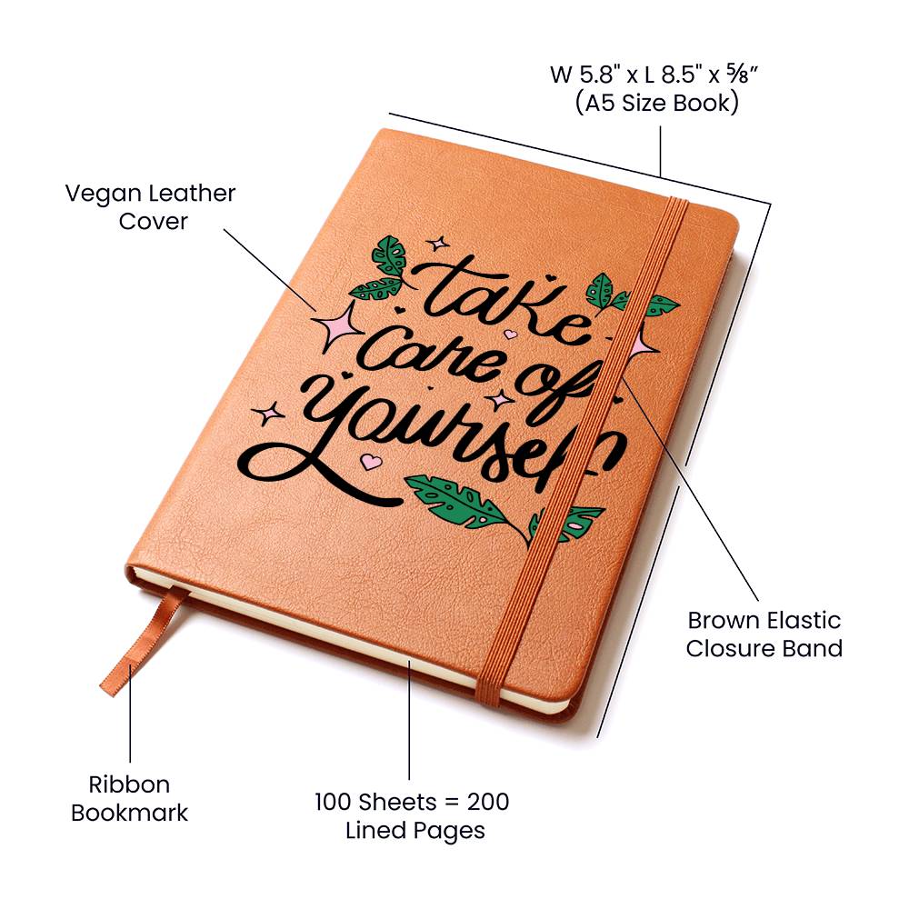 Self Journal Vegan Leather Planner - Daily Gratitude & Goal Setting Notebook for Productivity & Self-Care | Perfect for Work, School & Personal Development