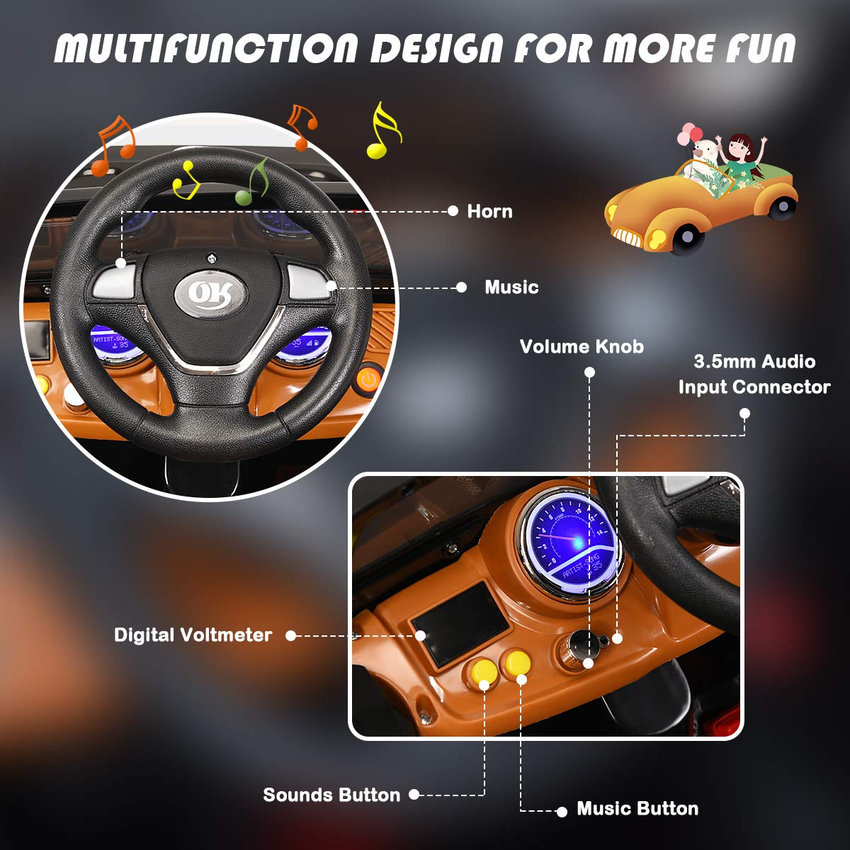 HONEY JOY 12V Battery Powered Ride On Truck for Kids with Remote Control, MP3 Player, Music, Horn & LED Lights - Electric Car with Spring Suspension & Open Doors for Boys & Girls (Black) | Perfect for Outdoor Play, Birthday Gifts & Family Fun