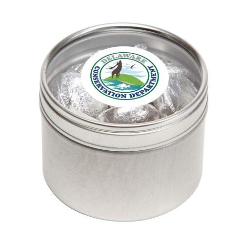 Hershey's Kisses Chocolate Candies in Small Round Window Tin - Bulk Pack of 250, 500, or 1000 Pieces - Perfect for Holidays, Parties & Gift Giving