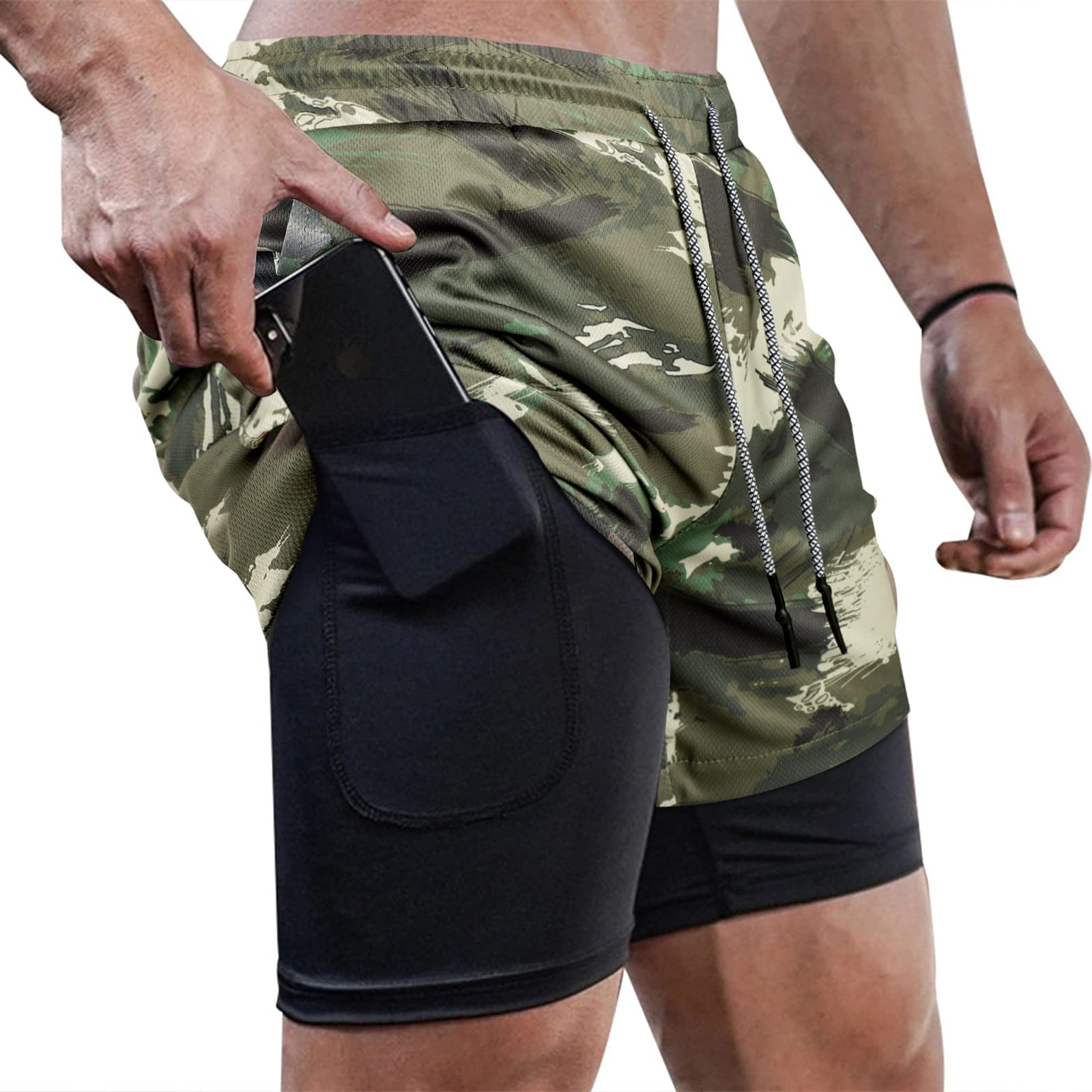 Surenow Men's Running Shorts - 2-in-1 Workout Shorts with Liner for Gym, Yoga & Outdoor Sports | 7-Inch Breathable Athletic Shorts for Running, Training & Active Lifestyle