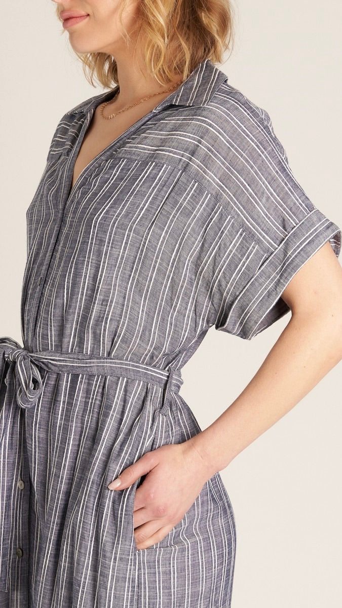 Lauren Women's Navy Blue Button Down Shirt Dress - Casual Office Wear & Spring Summer Outfits