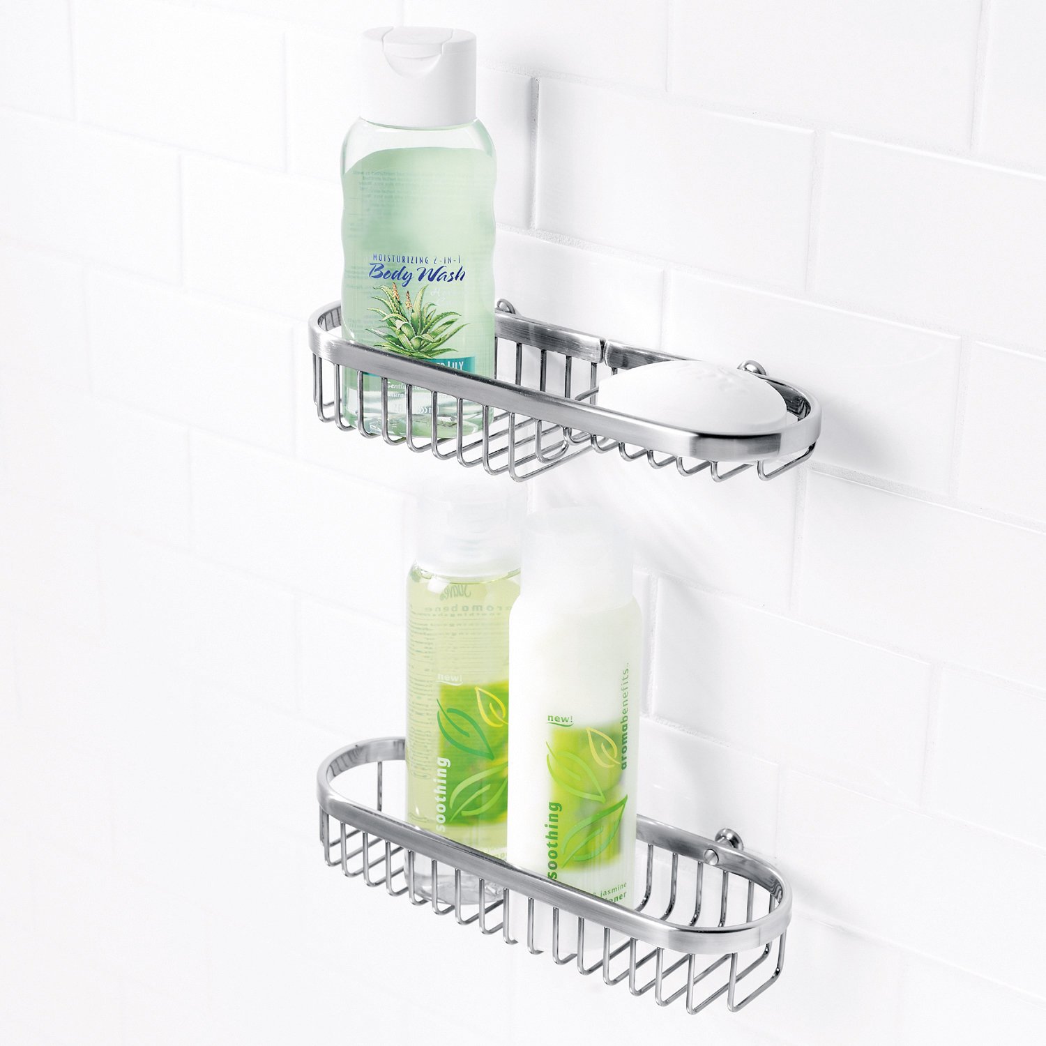 G502 Deep Shower Basket for Bathroom Storage - Polished Chrome Shower Caddy with 11 Hooks - Perfect for Bathroom Organization & Spa Accessories