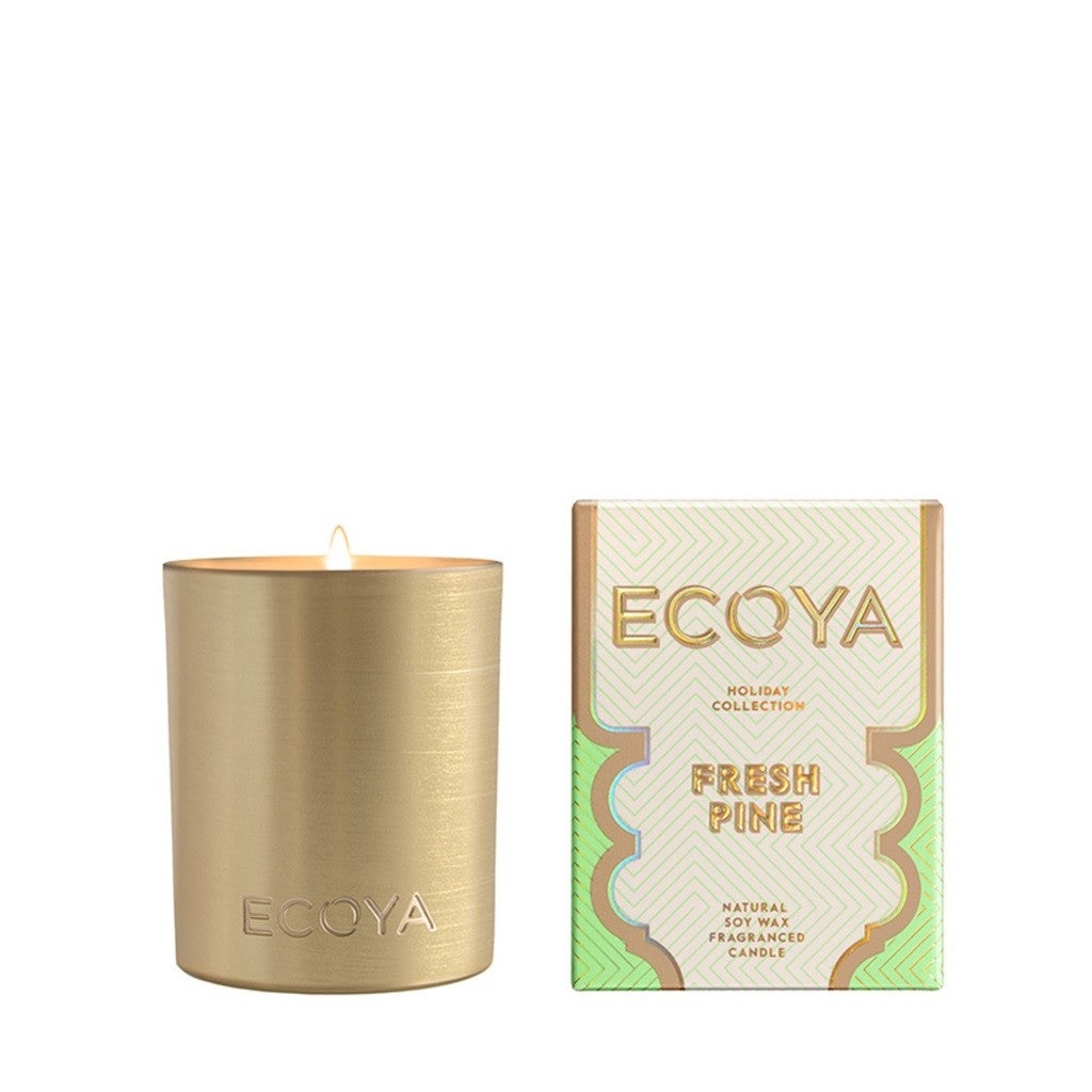Ecoya Fresh Pine Mini Goldie Candle 105g - Natural Soy Wax Scented Candle for Home, Office & Relaxation | Perfect for Christmas Decor, Gifts & Aromatherapy