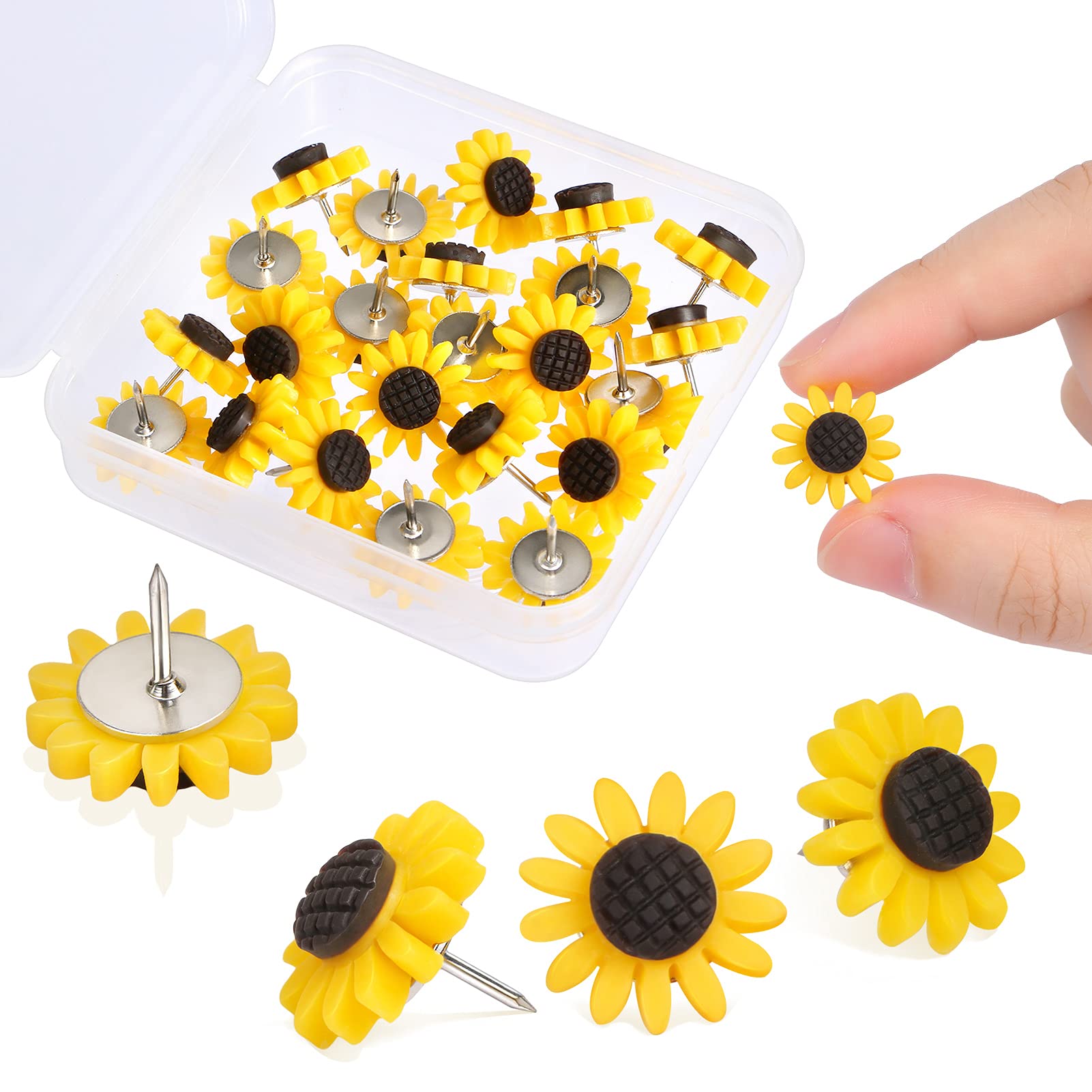 Decorative Sunflower Push Pins - 20pcs for Bulletin Boards & Office Decor