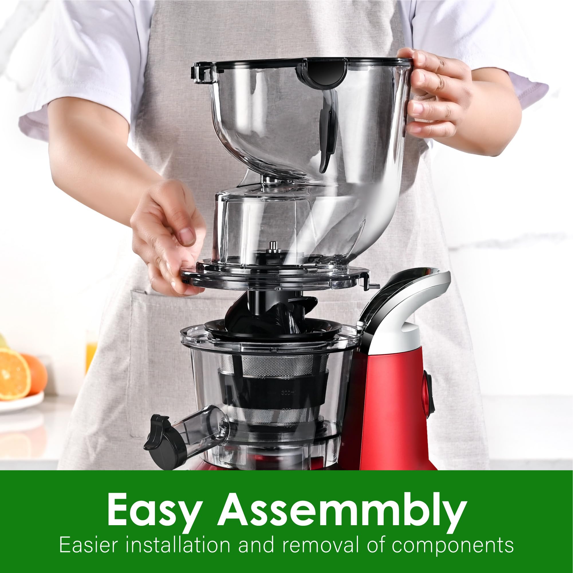 Premium Cold Press Juicer Machine - Slow Masticating Juicer with 3.26