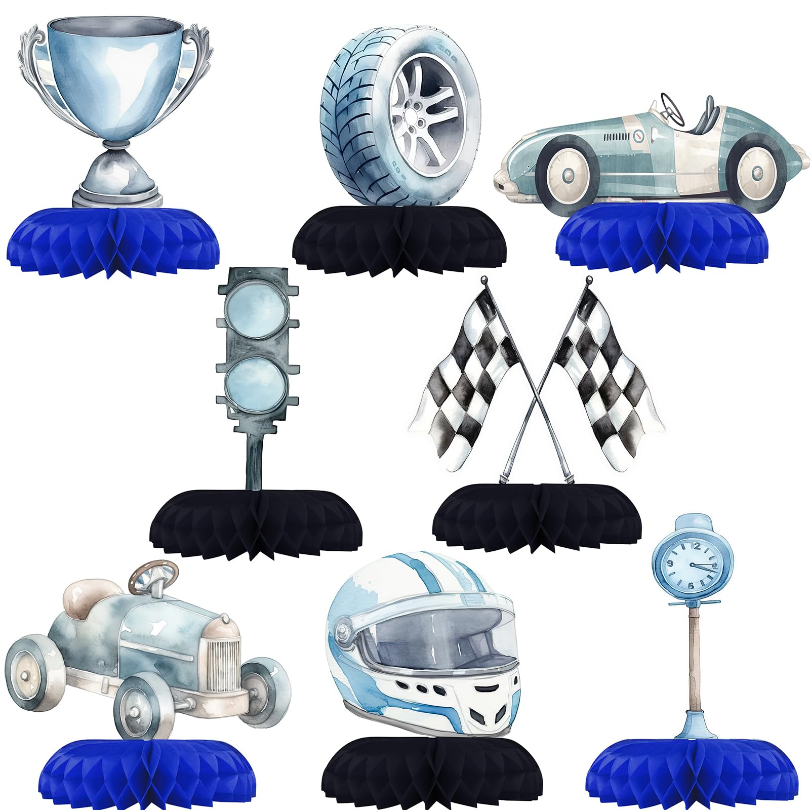 Race Car Party Decorations Set - Honeycomb Centerpieces for Racing Birthday Party, Kids Table Decor - Perfect for Race Car Themed Birthday, Baby Shower & NASCAR Events