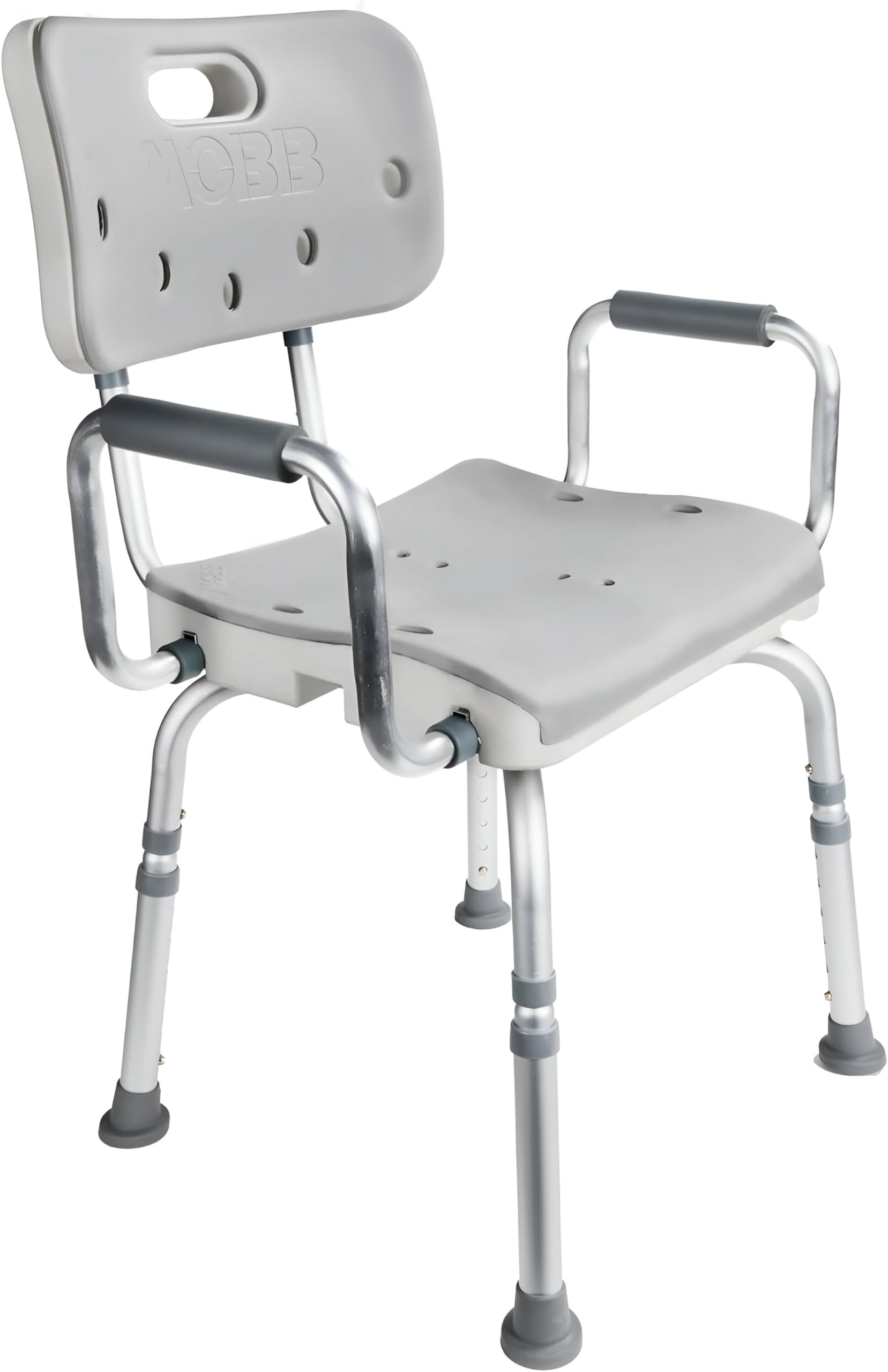 MOBB Premium 360° Swivel Shower Chair with Backrest - Adjustable Height Bath Bench with Locking Mechanism, Padded Armrests - 300 lbs Weight Capacity - Ideal for Elderly, Disabled & Post-Surgery Bathroom Safety