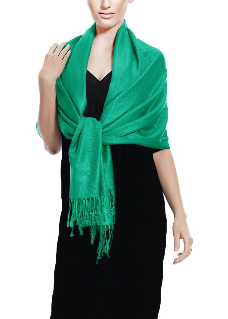 Luxury Teal Peach Soft Silky Rayon Pashmina Shawl Wrap Scarf - Solid Color Fashion Accessory for Women | Perfect for Evening Parties, Weddings & Winter Outfits