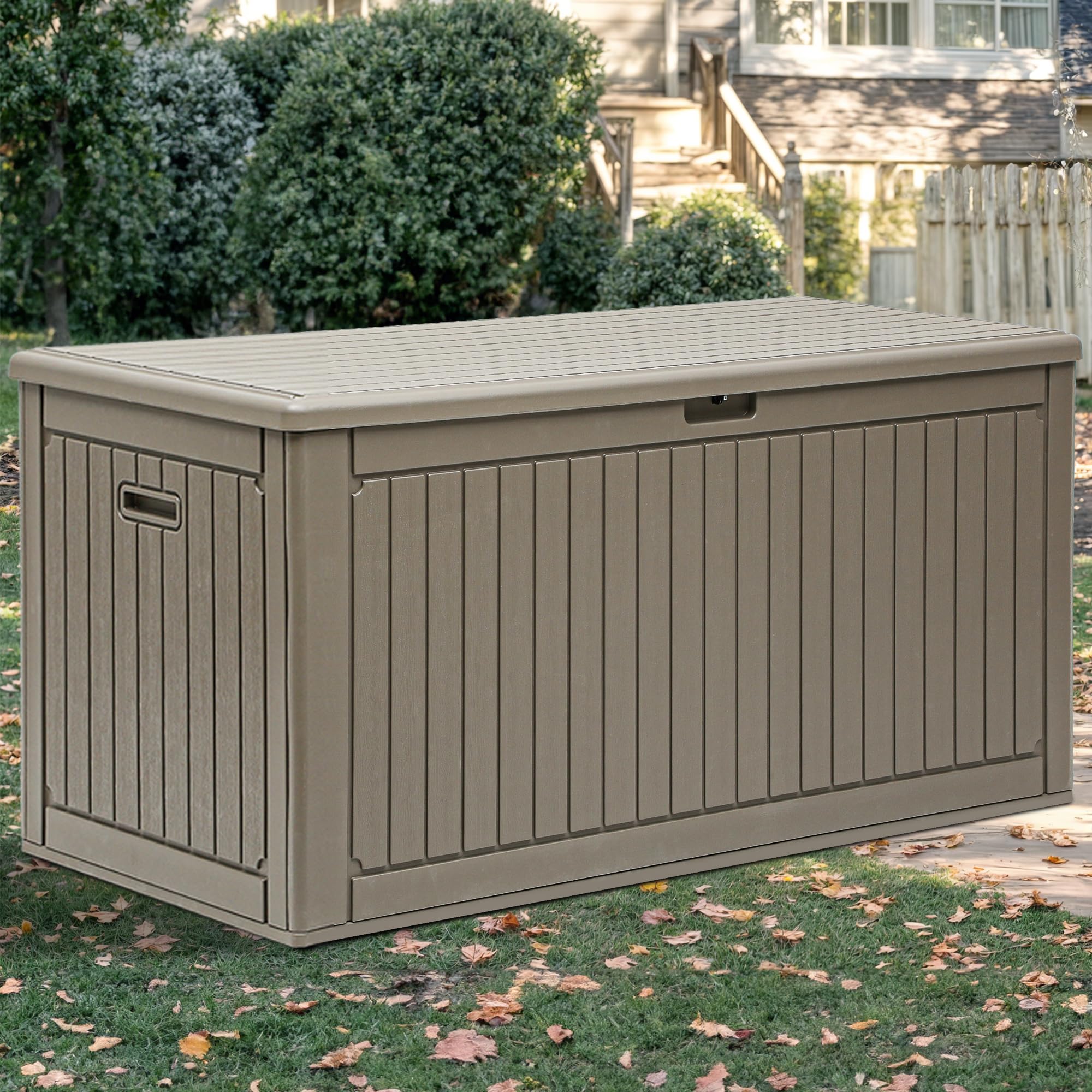 YITAHOME 260 Gallon Double-Wall Deck Storage Box with Divider & Side Handles - Waterproof Outdoor Organizer for Patio Furniture Cushions, Pool Toys, Garden Tools - Lockable Large Capacity Deck Box for Backyard, Poolside & Patio Storage