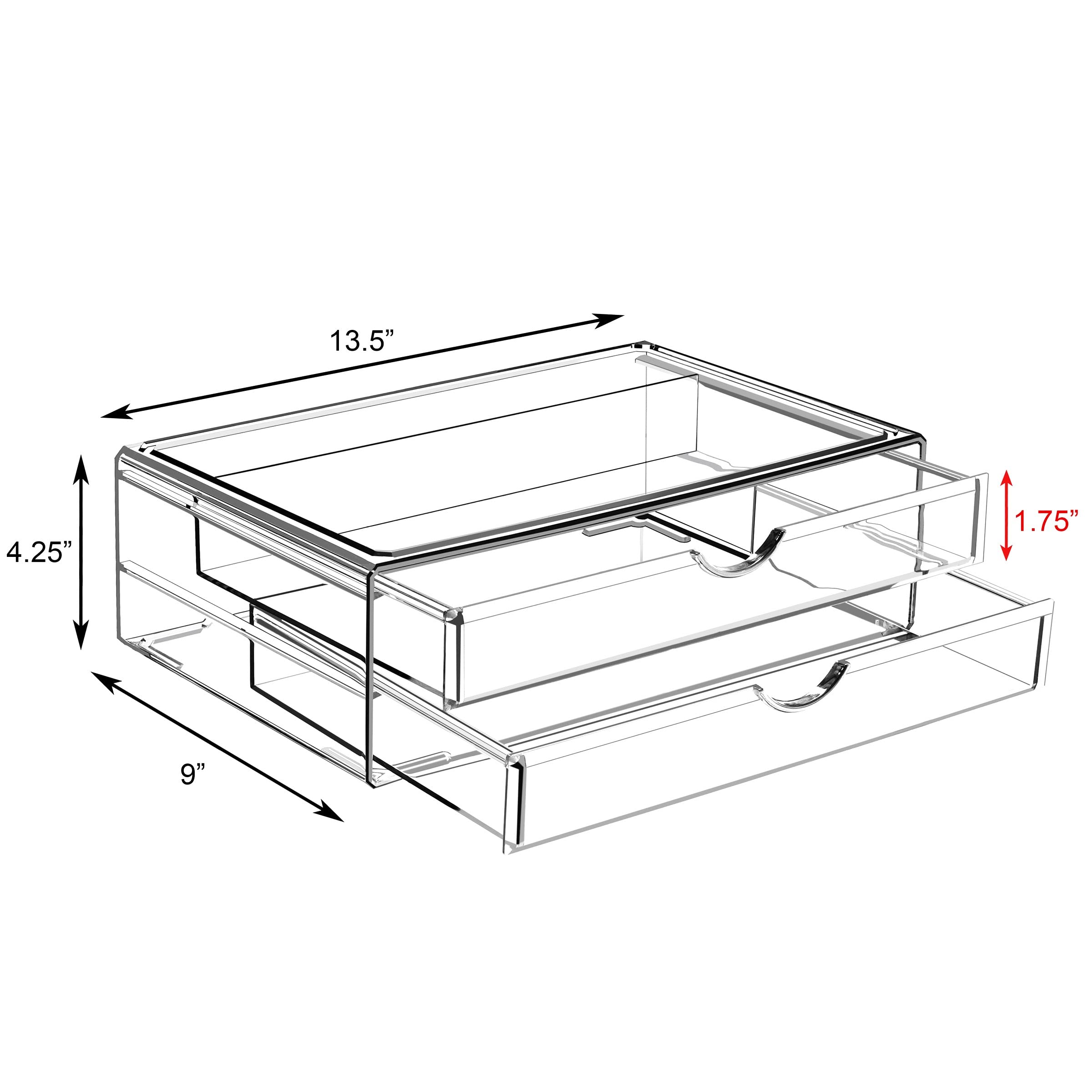 Sorbus Large Stackable Acrylic Drawers - 2-Piece Clear Storage Organizer for Makeup, Nail Polish, Hair Accessories & Beauty Supplies - Vanity & Bathroom Countertop Organizer - Perfect for Bedroom, Salon & Travel Beauty Storage