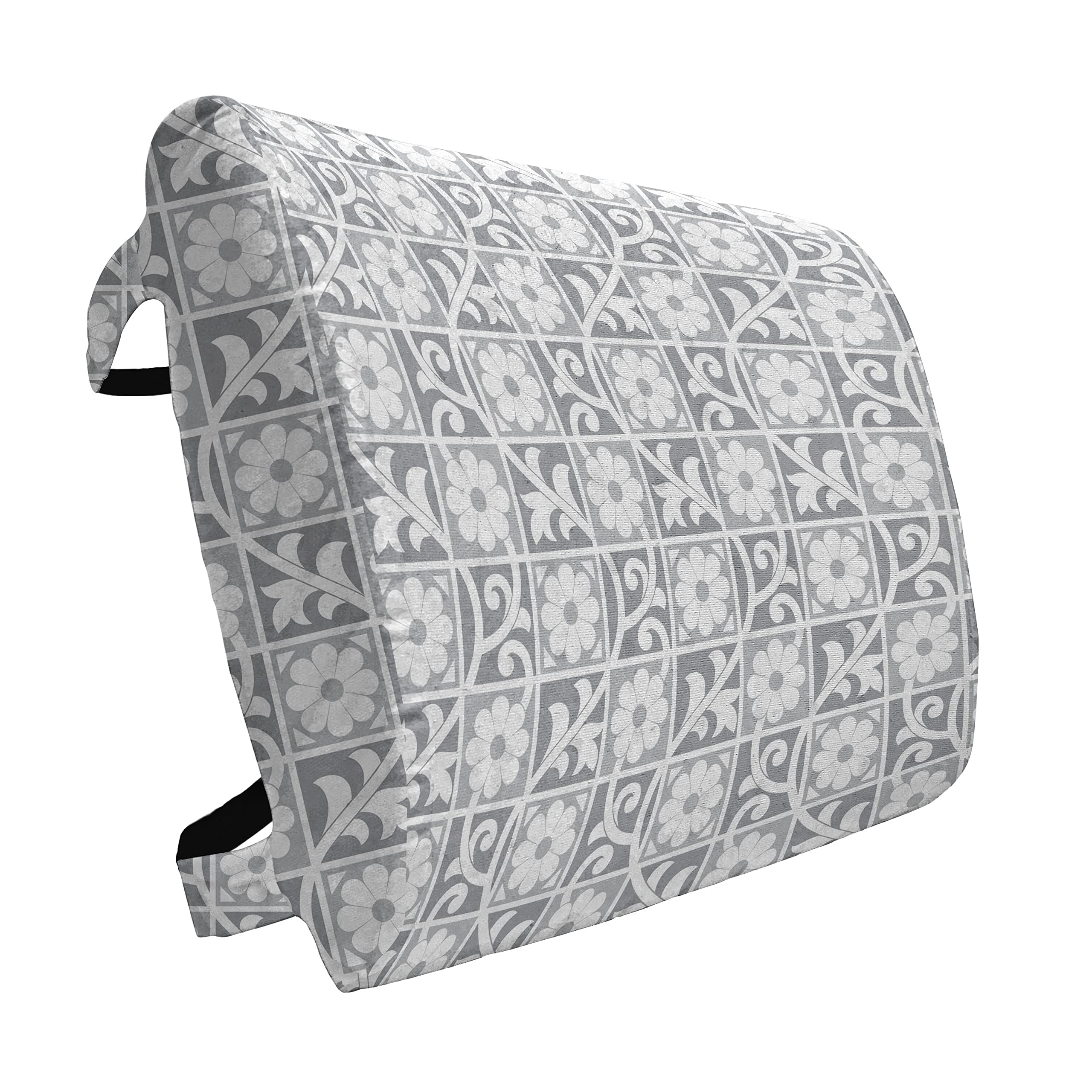Ambesonne Grey Lumbar Support Pillow - Floral Abstract Design, High Density Foam for Office Chair & Car Seat - 14