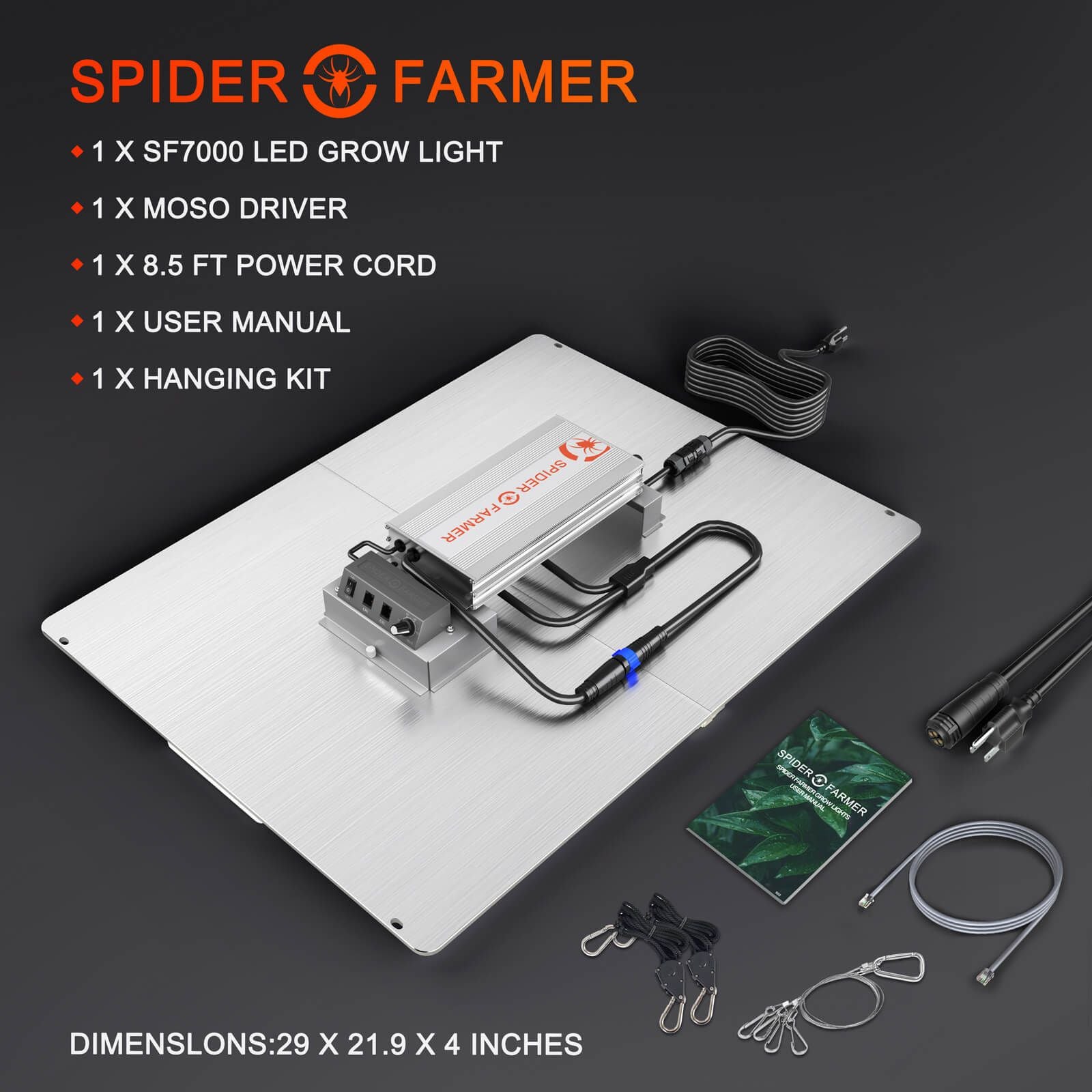 Spider Farmer SF7000 Foldable Full Spectrum LED Grow Light for Indoor Plants - Hydroponics, Greenhouse, and Home Gardening