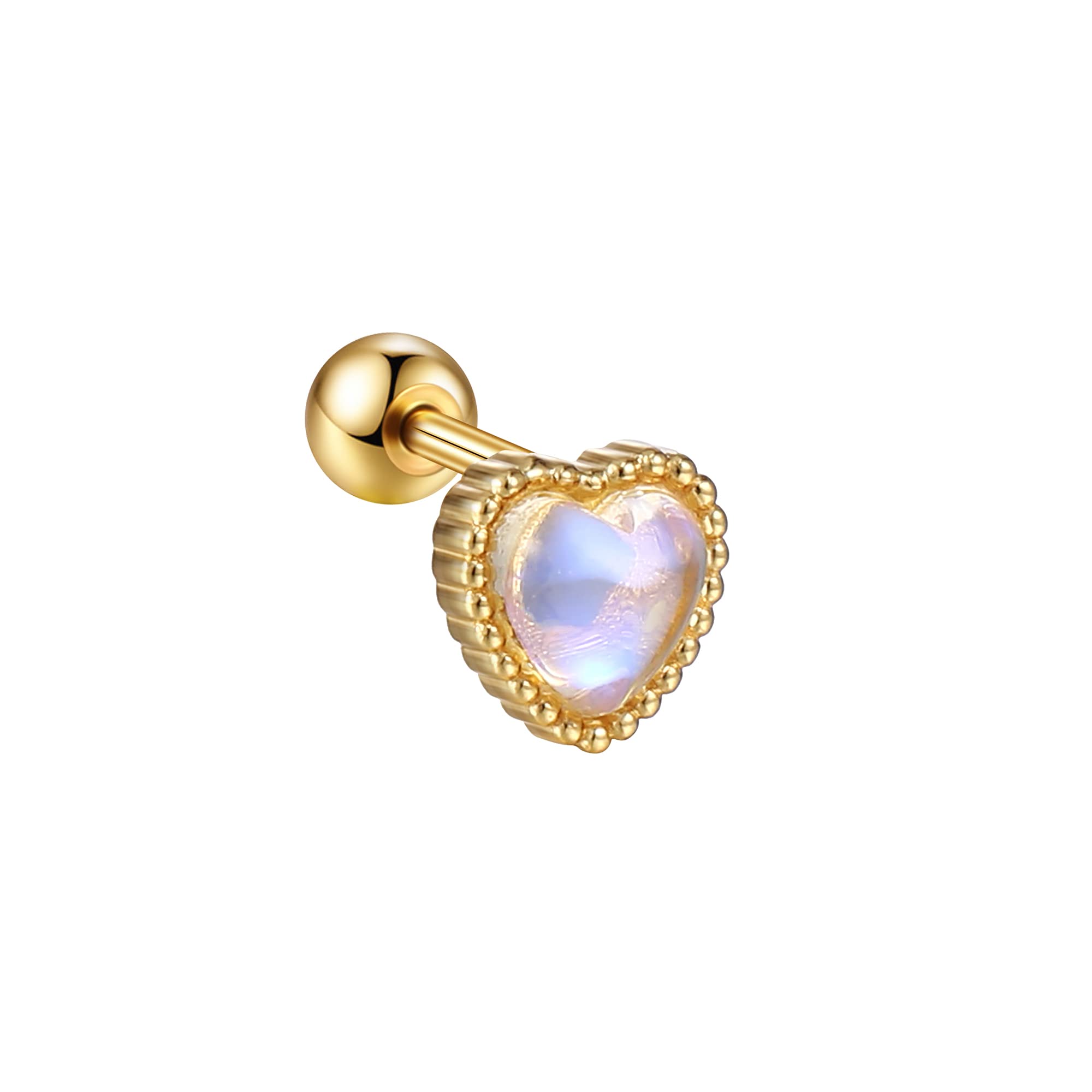6mm Heart Opal Birthstone Stud Earrings with Screw Back - Hypoallergenic Sterling Silver Jewelry for Women | Perfect Gift for Anniversary, Valentine's Day & Special Occasions