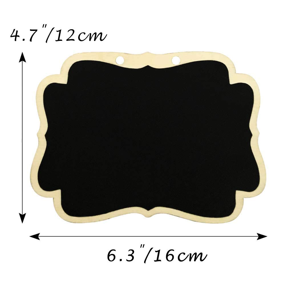 Double-Sided Wooden Chalkboard Signs 6.3''x4.7'' - Reusable Smooth Surface Small Chalk Boards for Food Pantry, Beverage Baskets, Coffee Shops & Restaurants (Black, Pack of 6) - Perfect for Menu Labels, Daily Specials & Retail Displays