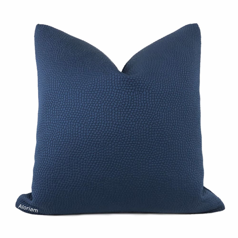 Beckett Dark Blue Pebble Texture Pillow Cover - 18x18 Inch Decorative Throw Pillow Case with Zipper Closure - Fabric by the Yard Available - Perfect for Sofa, Bedroom & Living Room Decor